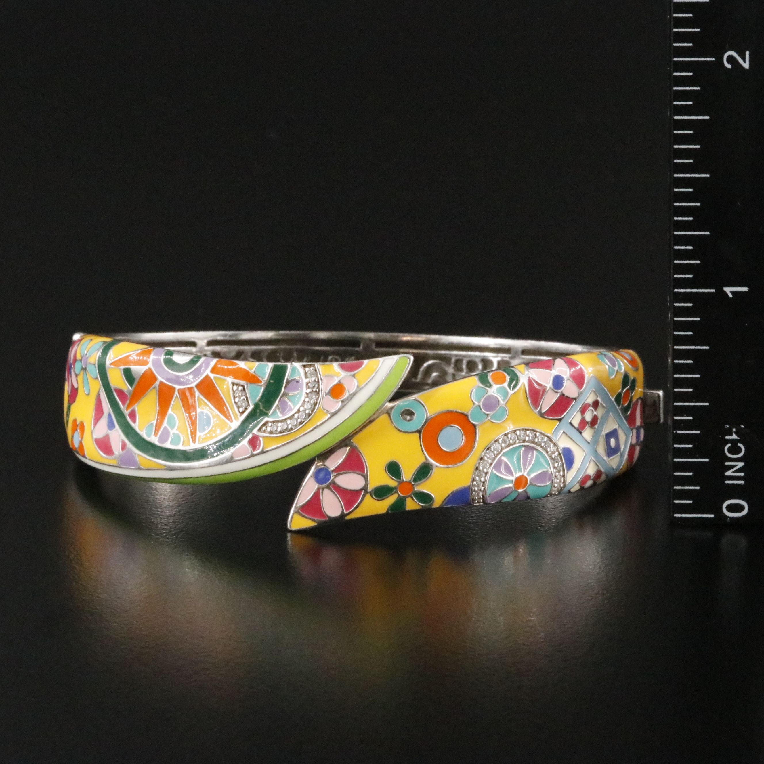 Belle Étoile Sterling Hinged Bracelet with Enamel and CZ