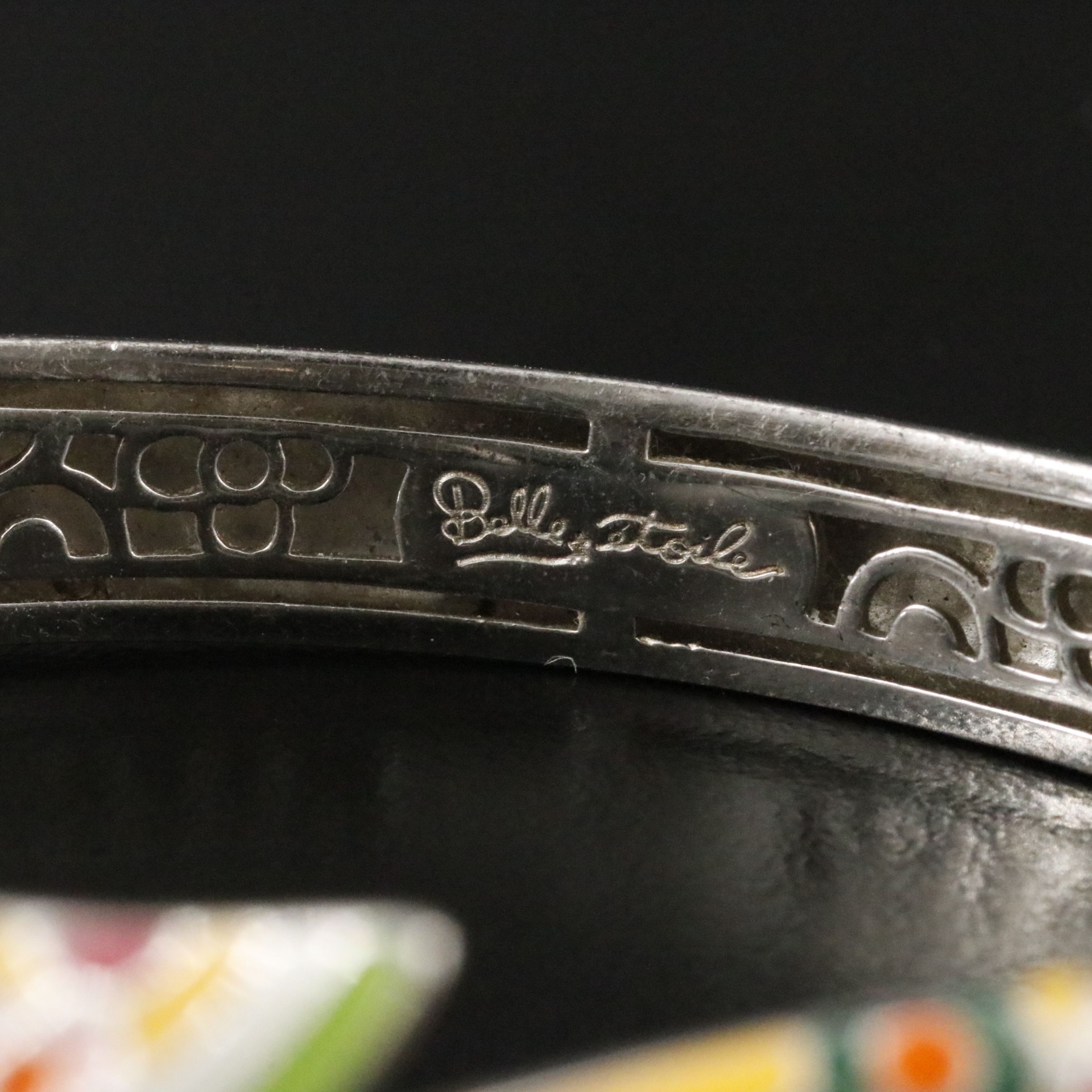 Belle Étoile Sterling Hinged Bracelet with Enamel and CZ