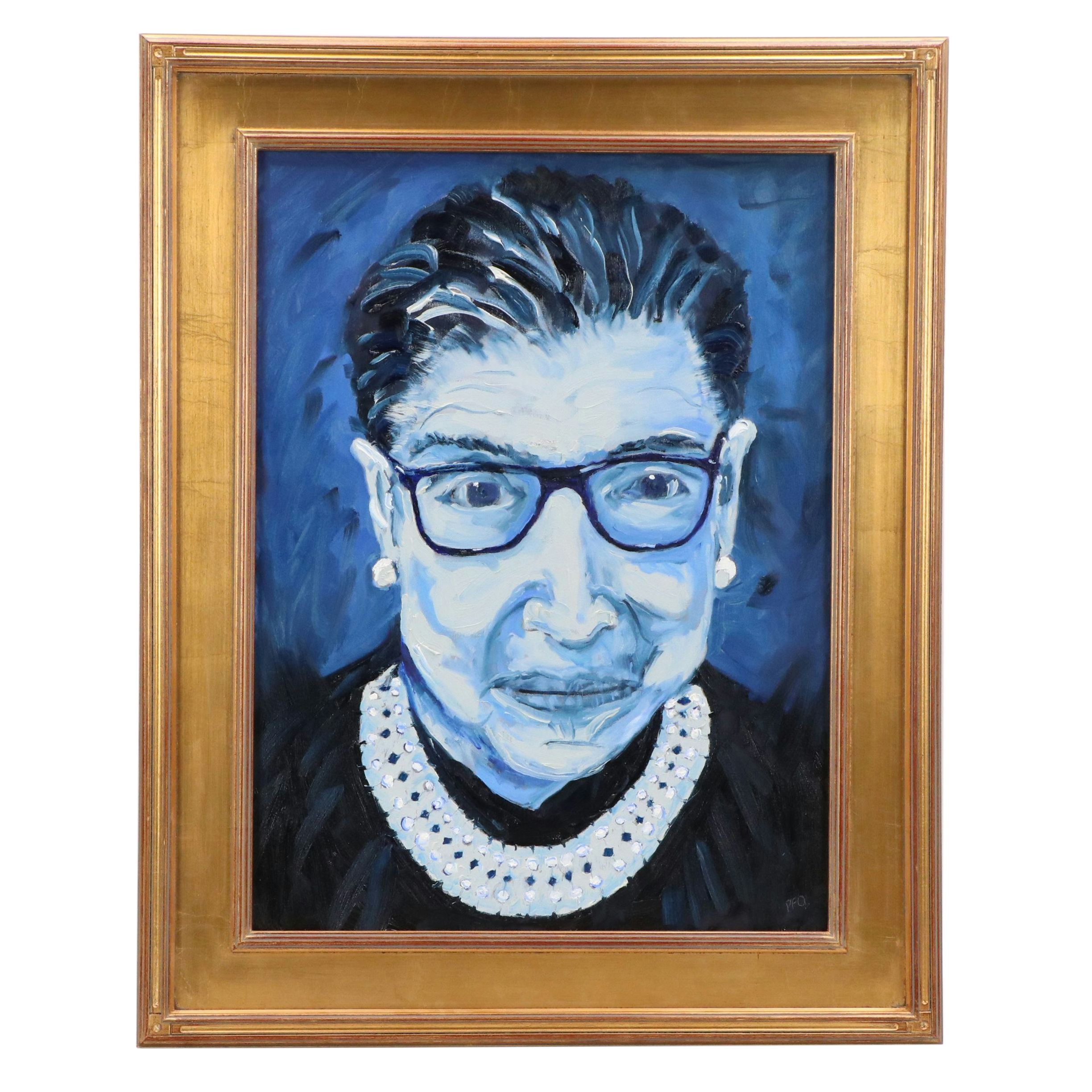 Phil Oblinger Acrylic Portrait Painting "Ruth Bader Ginsburg"