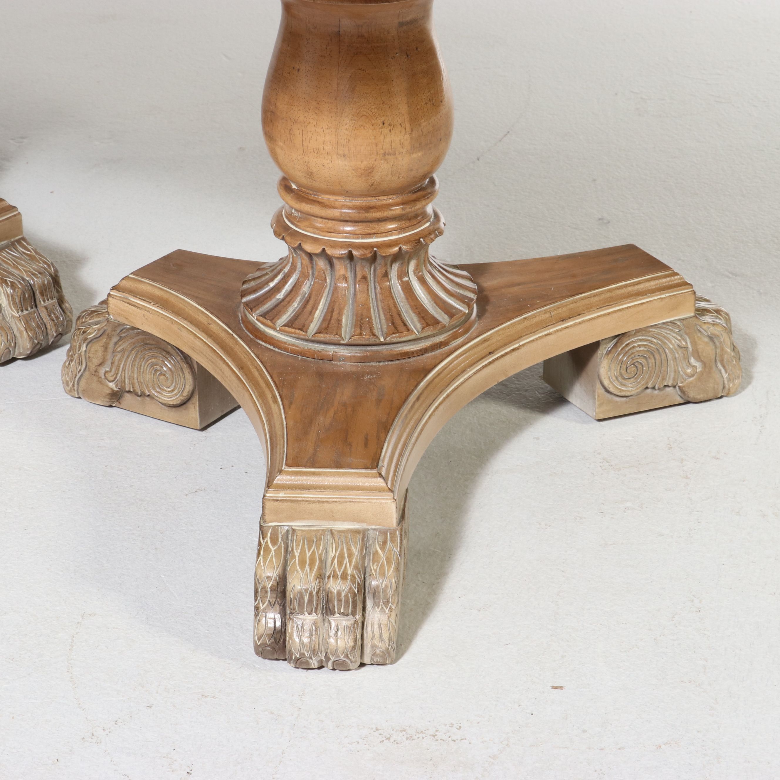 Regency Style Marquetry Pedestal Dining Table, Late 20th Century