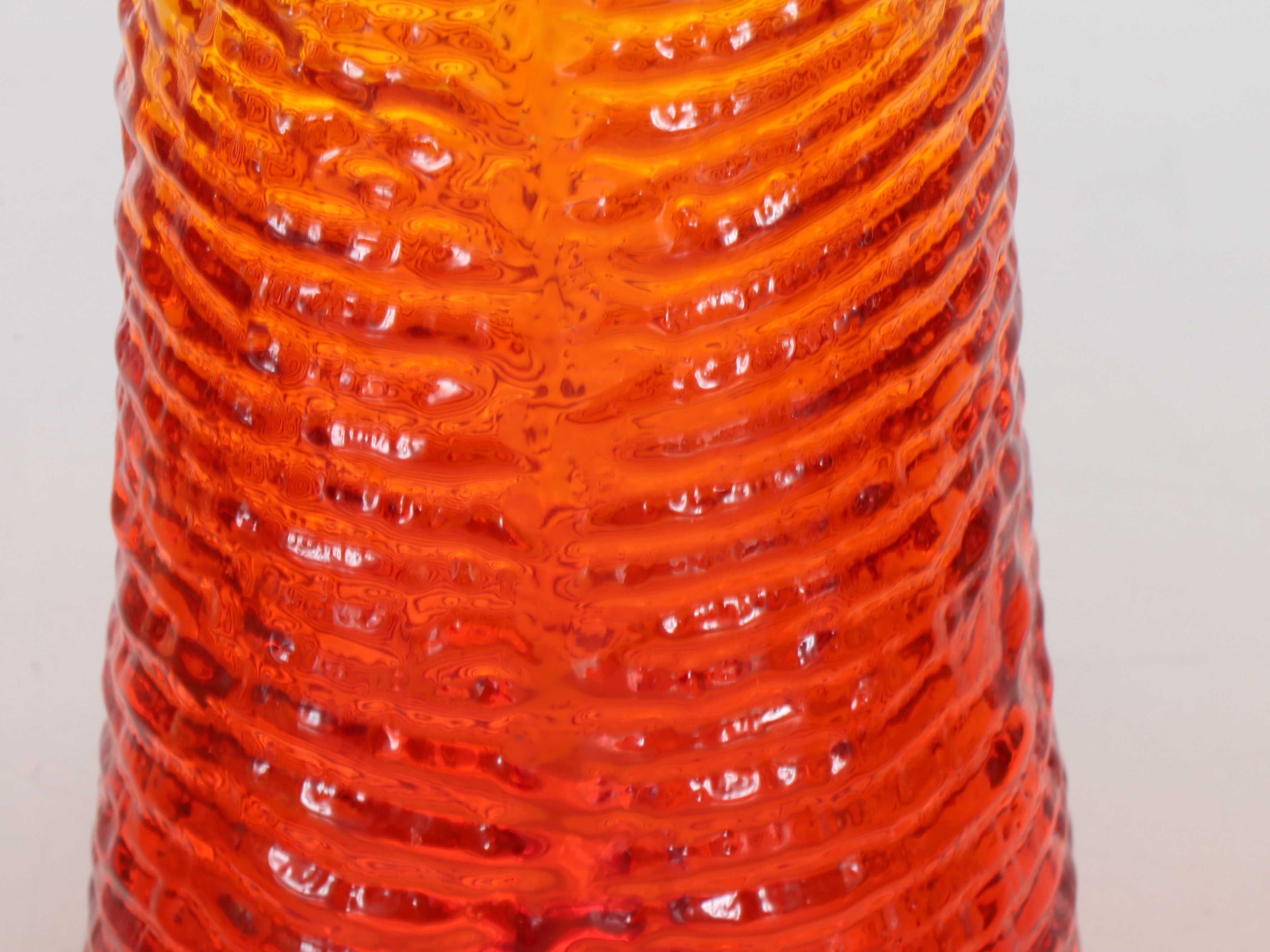 L.G. Wright "Amberina" Honey Dish with Other Cruet and Crackle Glass Chimneys