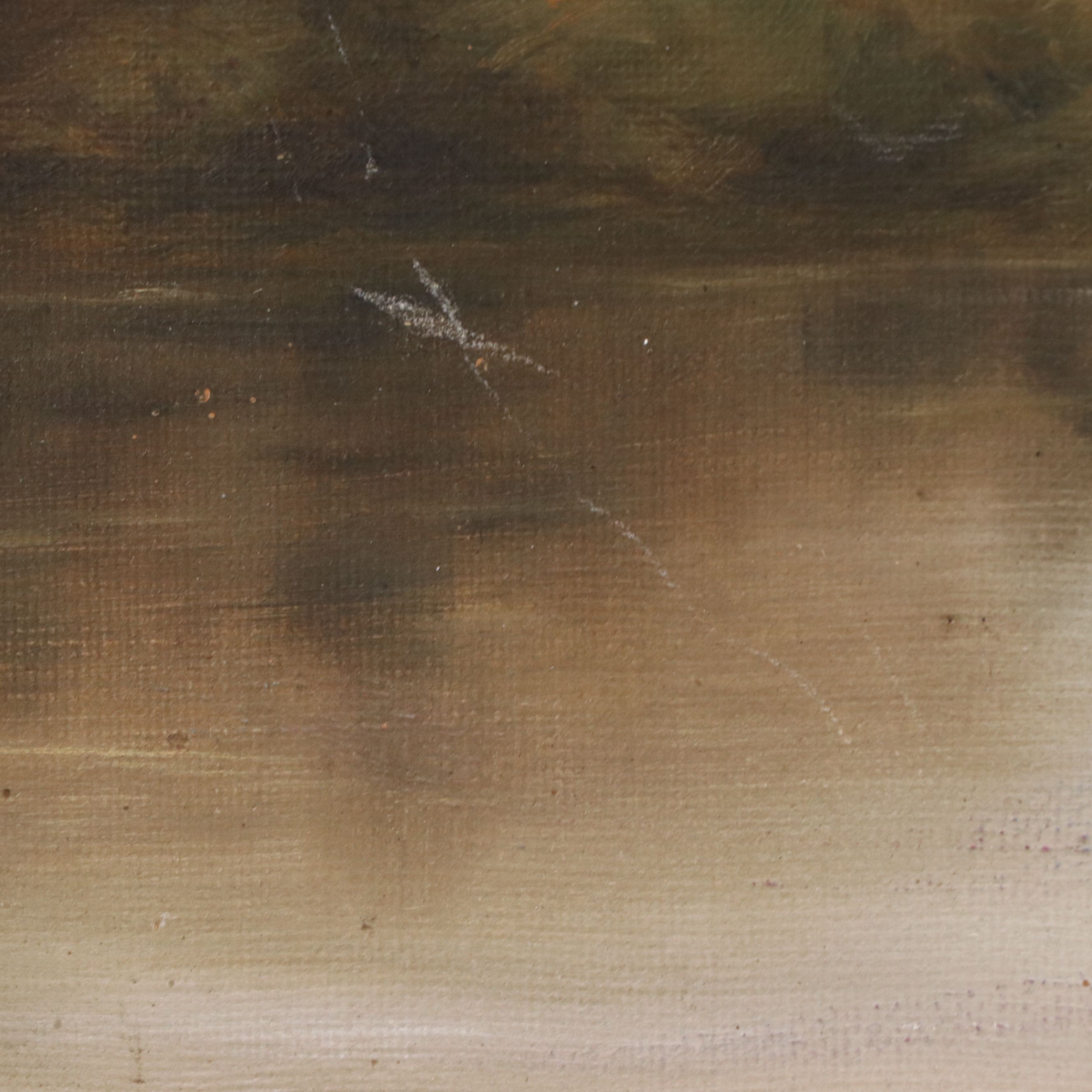 Riverscape Oil on Canvas with Paddlers in Canoe, 20th Century