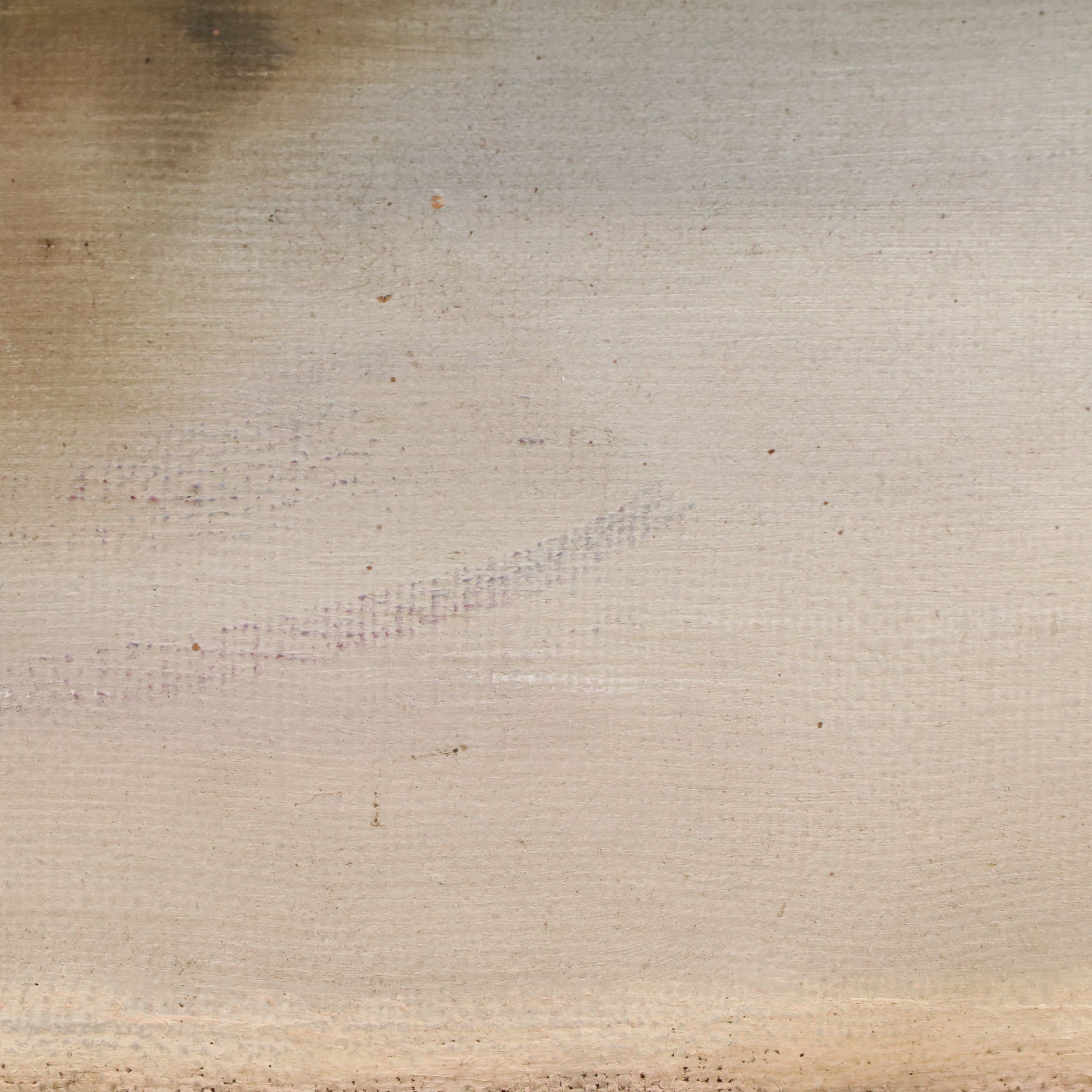 Riverscape Oil on Canvas with Paddlers in Canoe, 20th Century