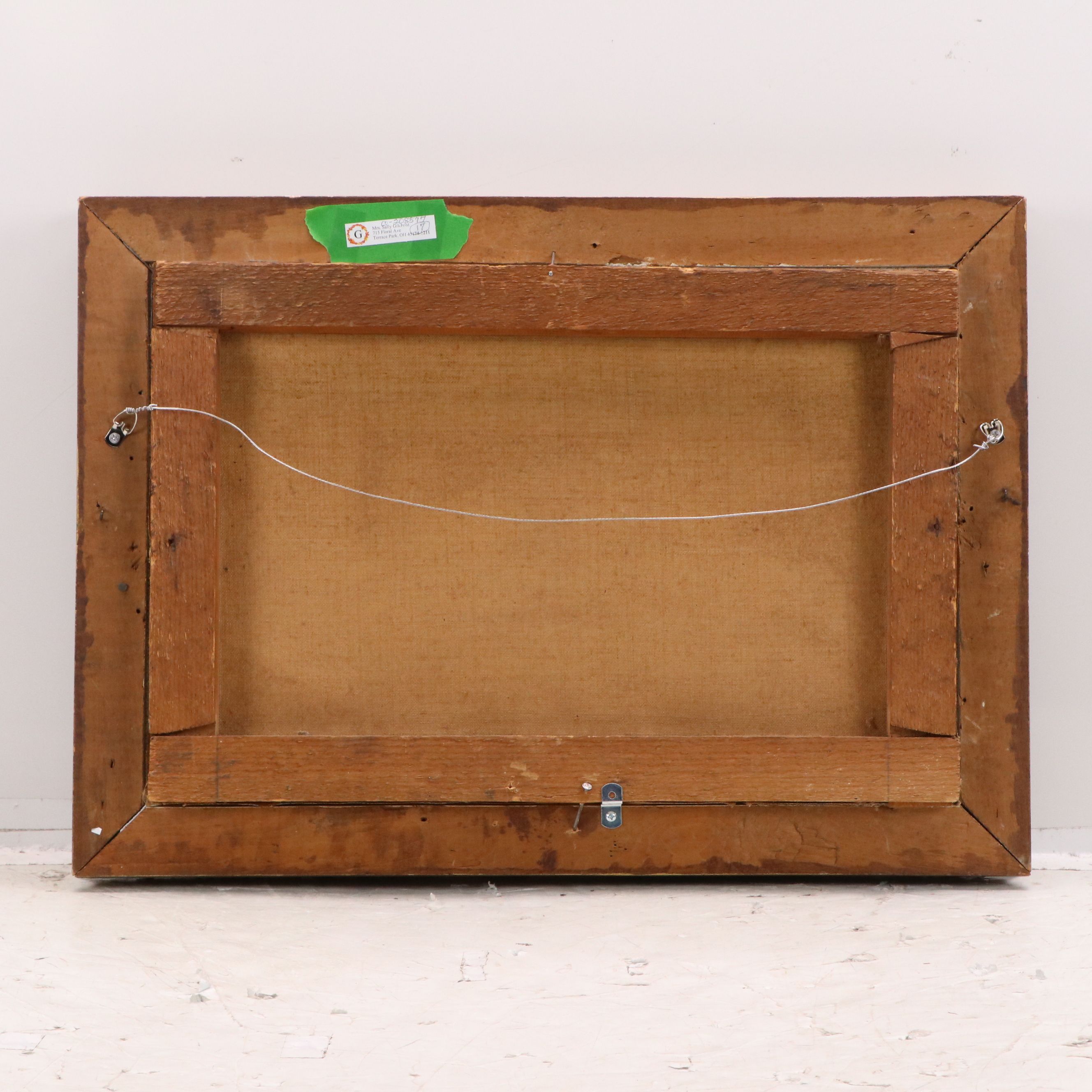 Riverscape Oil on Canvas with Paddlers in Canoe, 20th Century