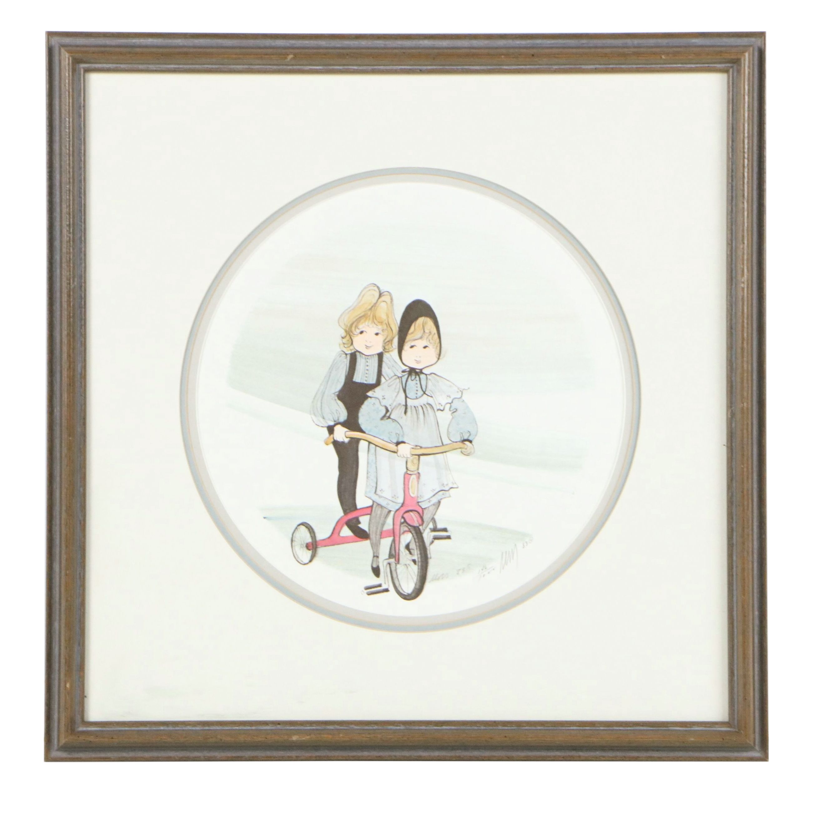 P. Buckley Moss Offset Lithograph "Red Bike," 1983