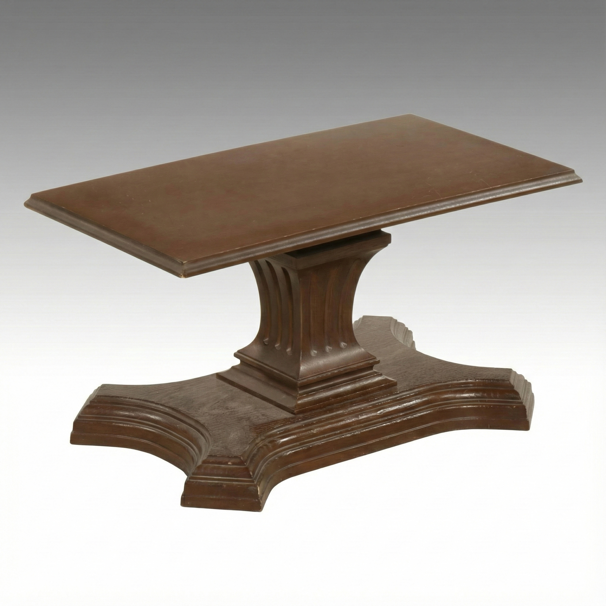 Pedestal Accent Table with Molded Plastic Wood Grain Base