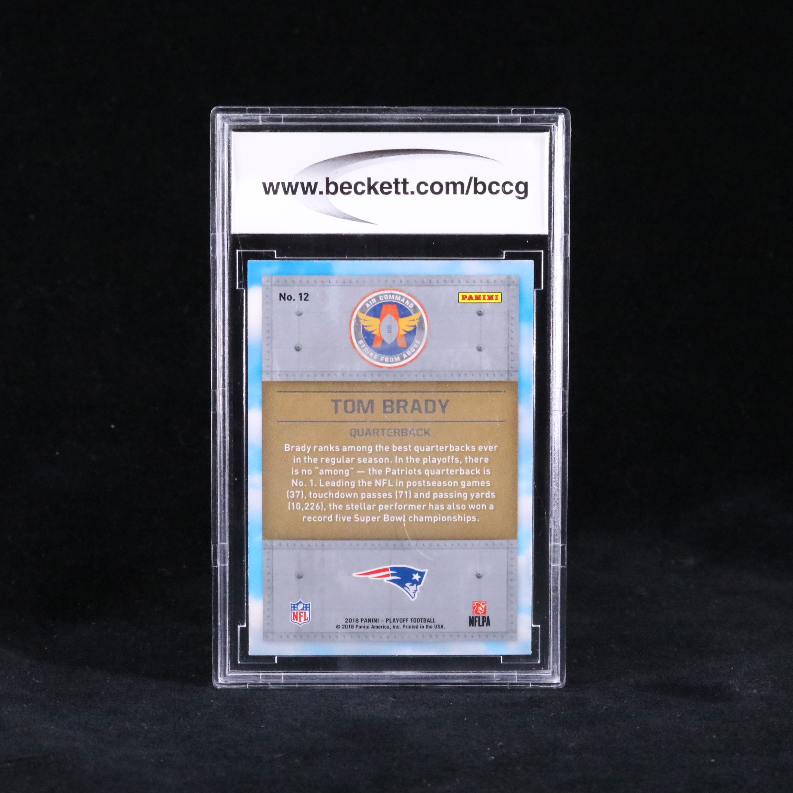 2018 Playoff Tom Brady Air Command Gold Football Card BCCG 10