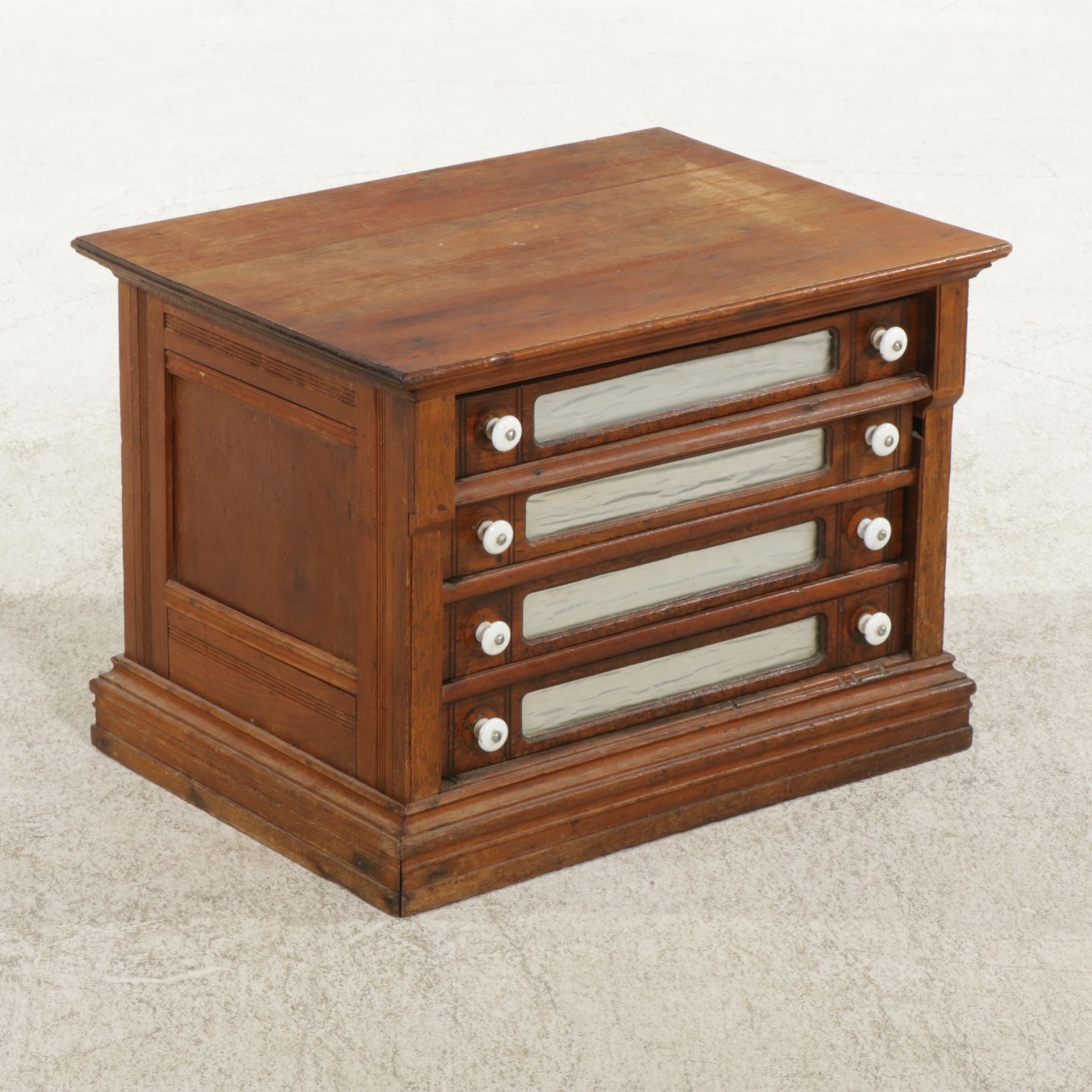 Walnut Four-Drawer Spool Cabinet, Late 19th to Early 20th Century