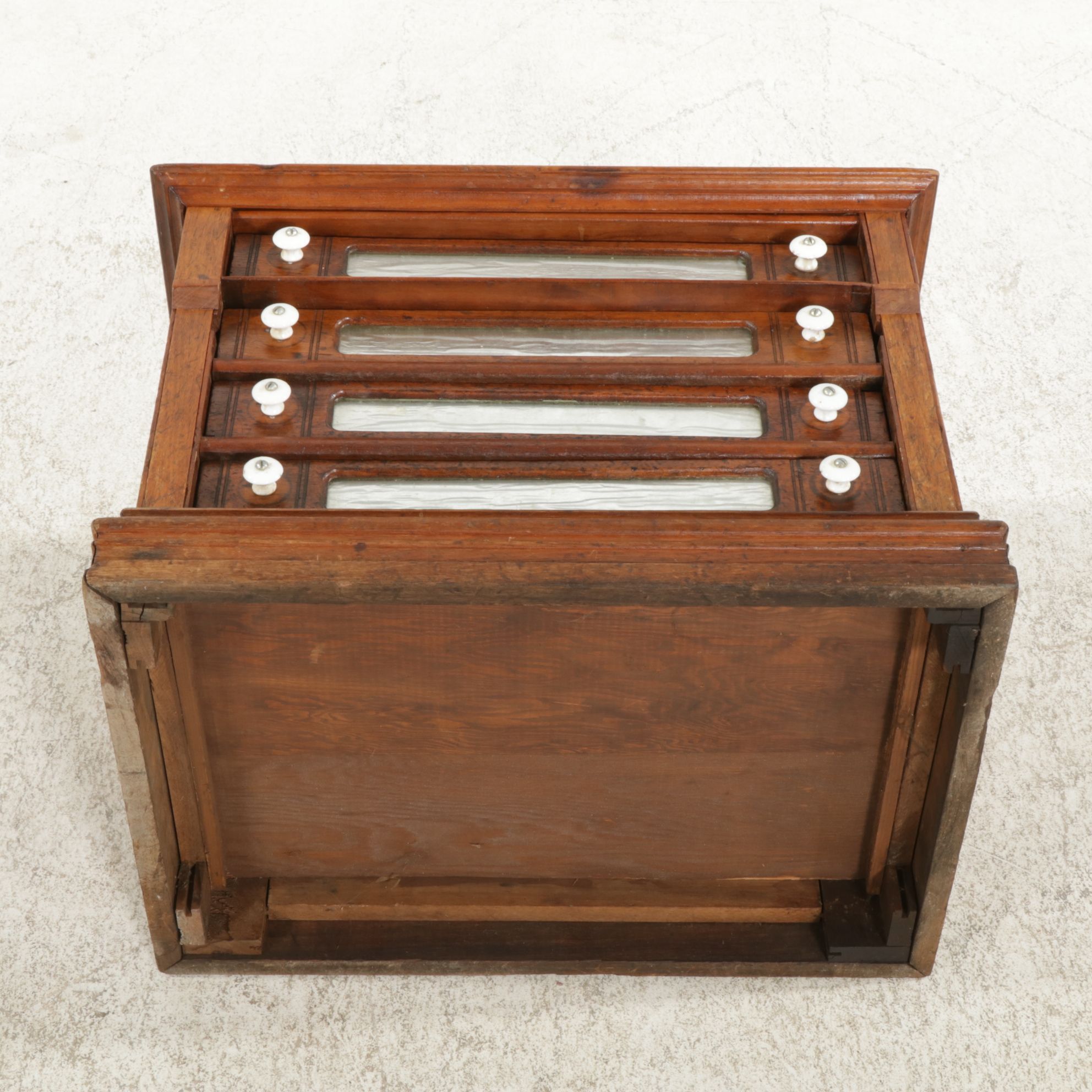 Walnut Four-Drawer Spool Cabinet, Late 19th to Early 20th Century