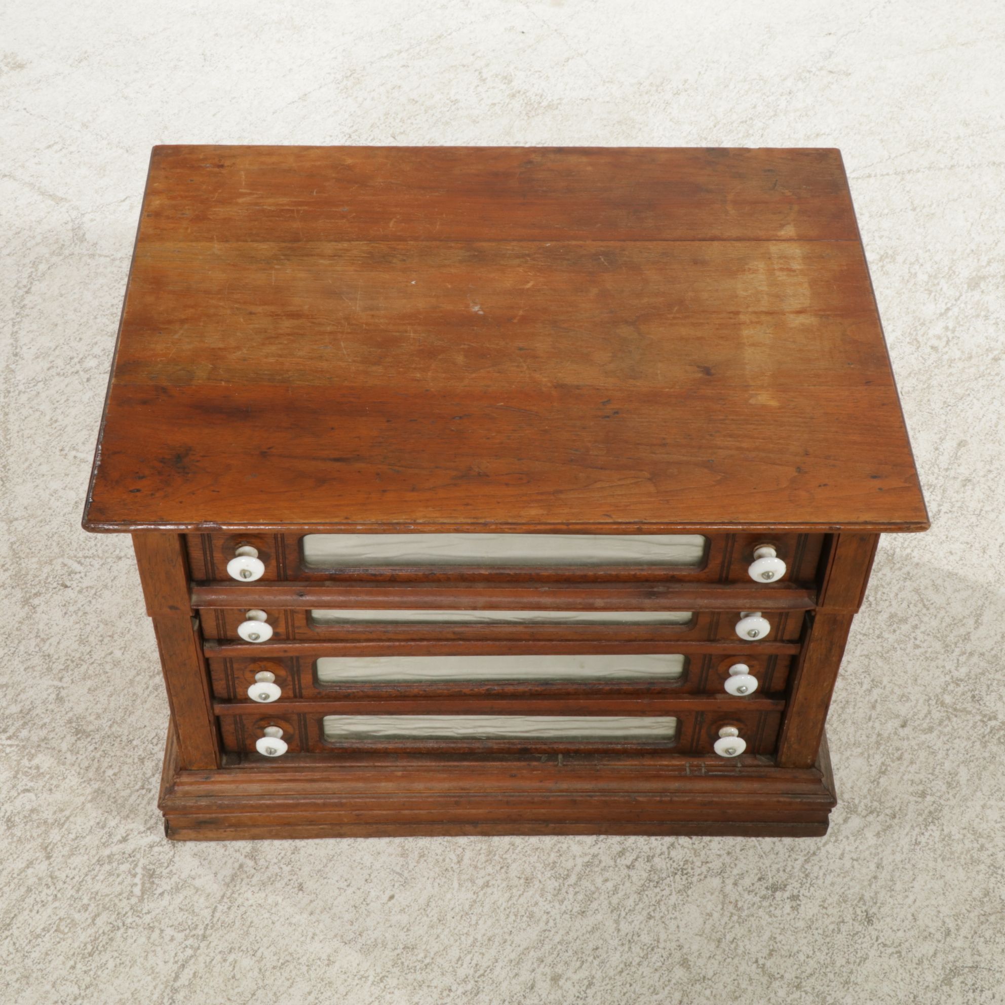 Walnut Four-Drawer Spool Cabinet, Late 19th to Early 20th Century