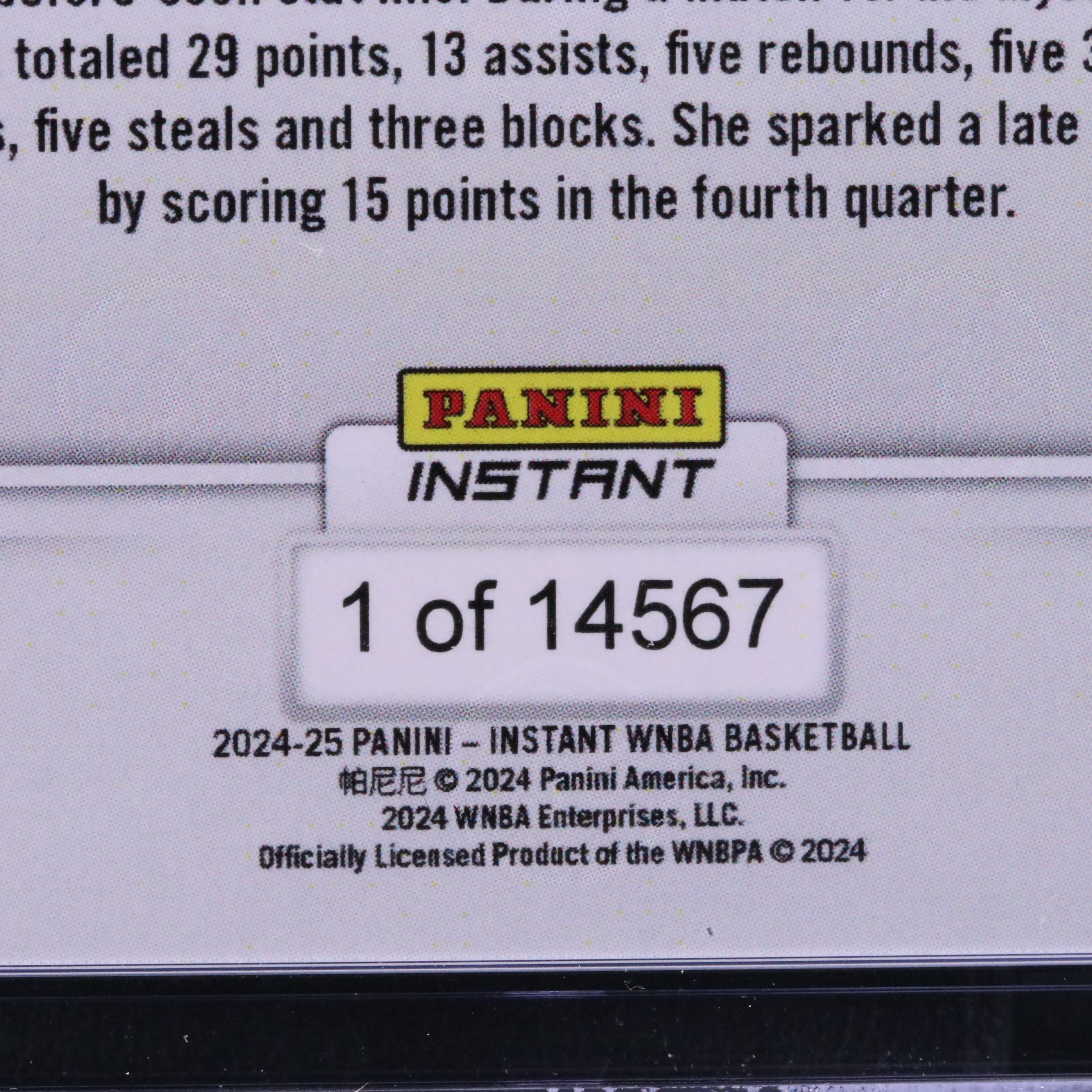 2024 Panini Instant Caitlin Clark Rookie Basketball Card Graded CGC 10