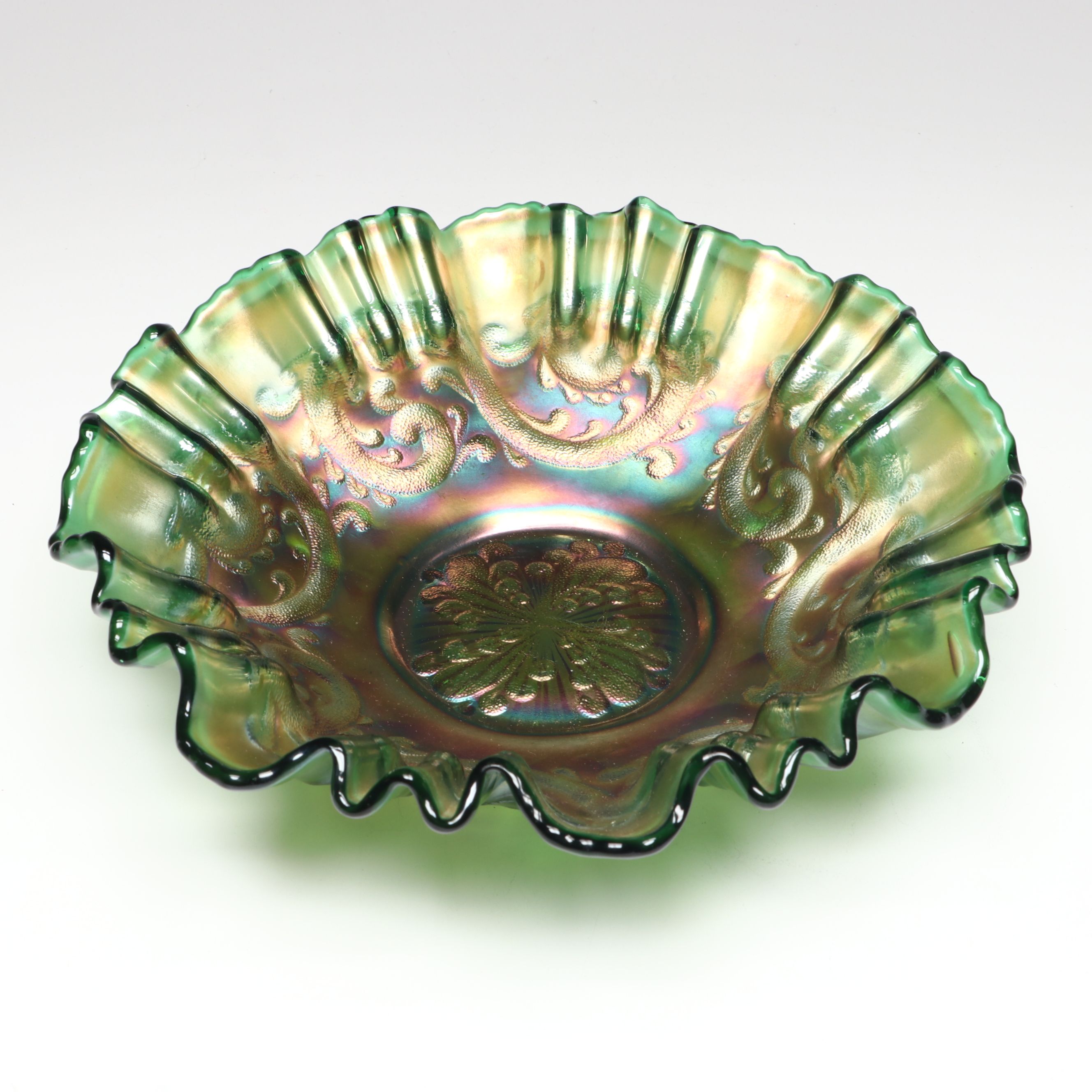 Carnival Glass Handkerchief and Footed Bowls