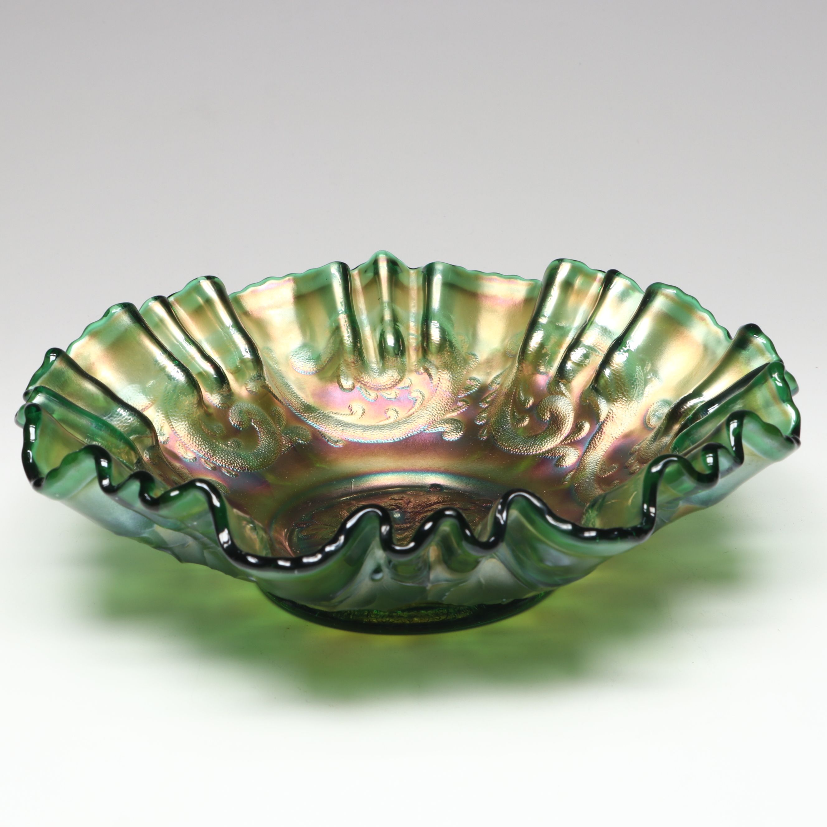 Carnival Glass Handkerchief and Footed Bowls