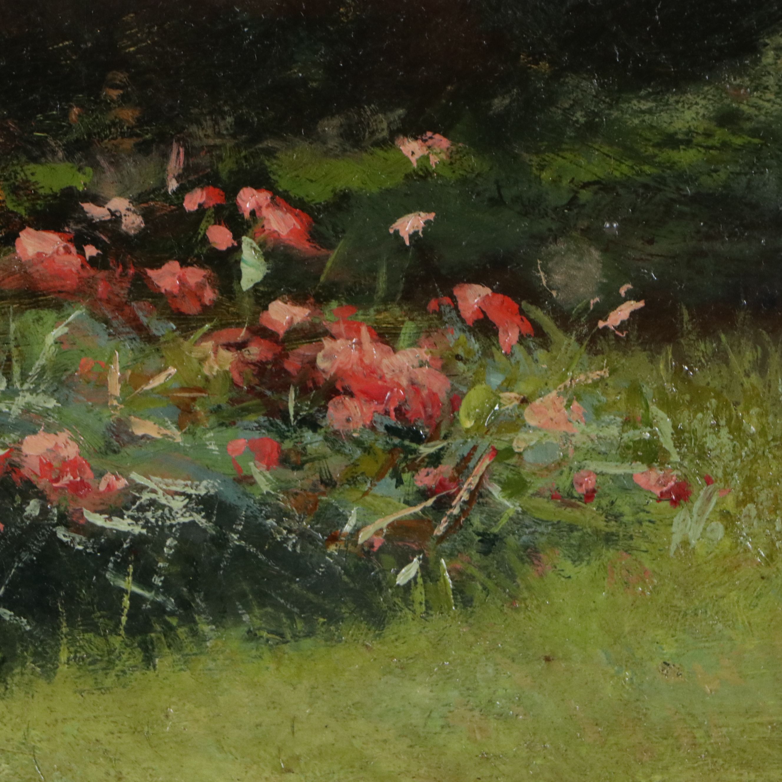 Gaston Renault Oil Painting of Girl Laying on Grass, 1882