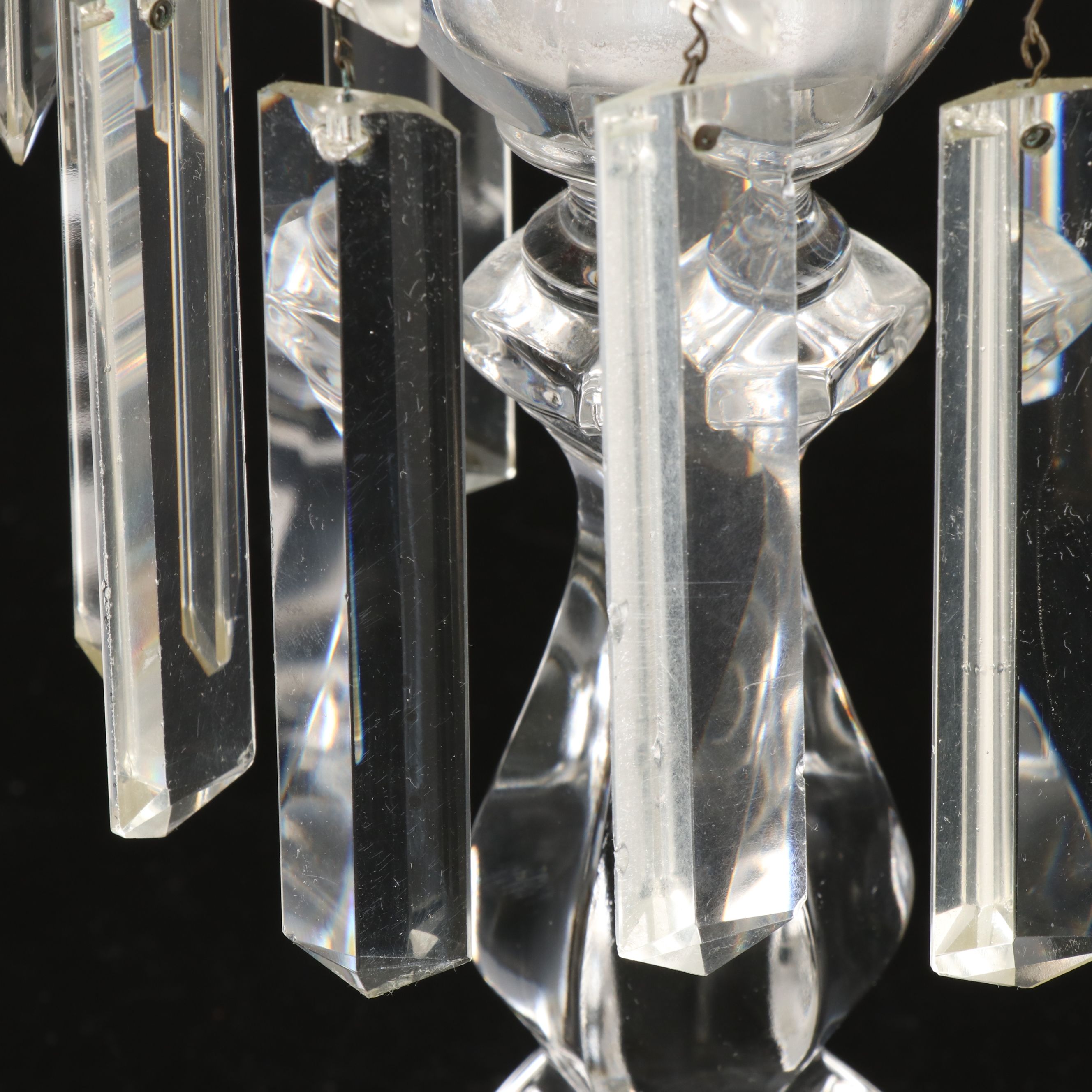 Vintage Three-Arm Crystal Candelabrum with Prisms