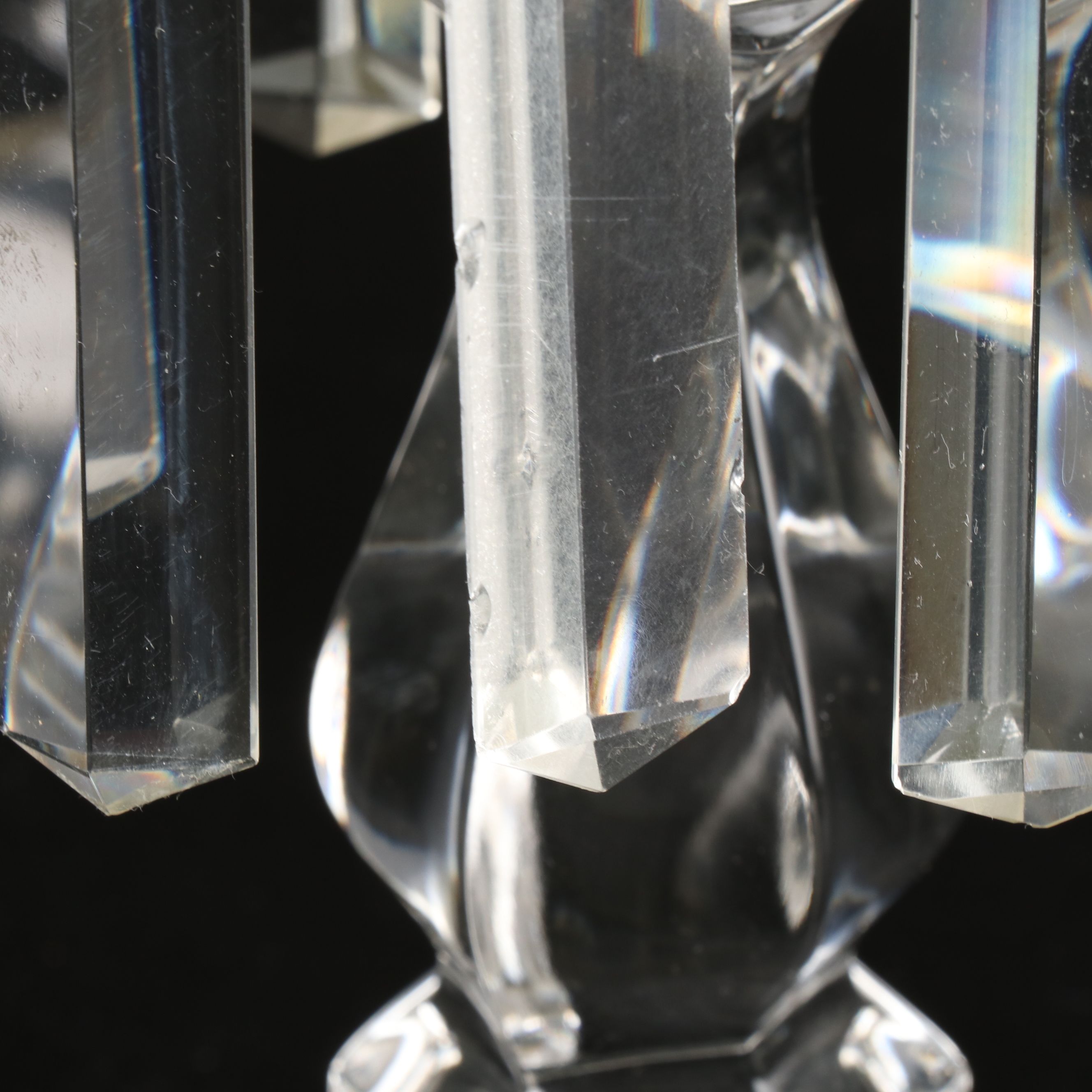 Vintage Three-Arm Crystal Candelabrum with Prisms