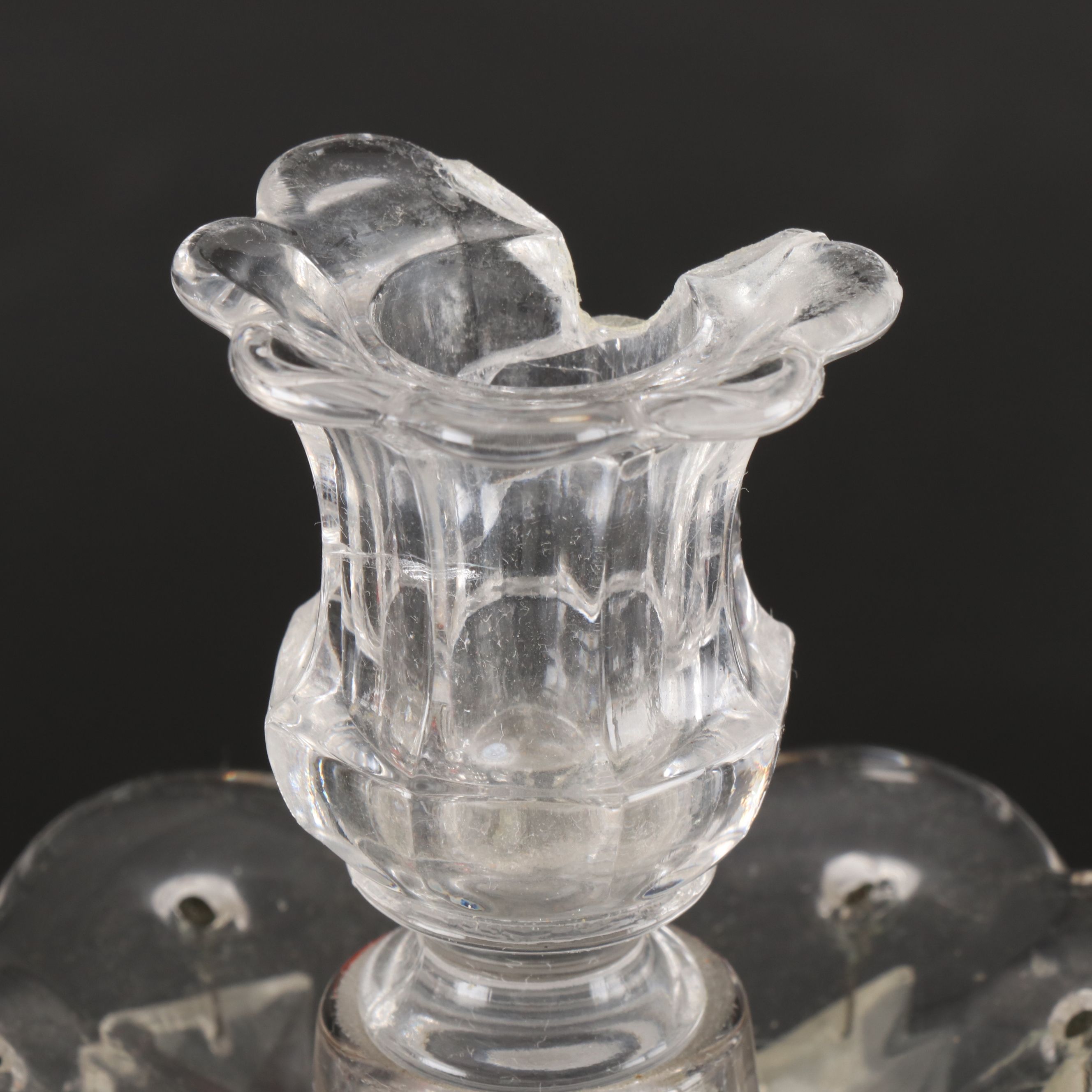 Vintage Three-Arm Crystal Candelabrum with Prisms