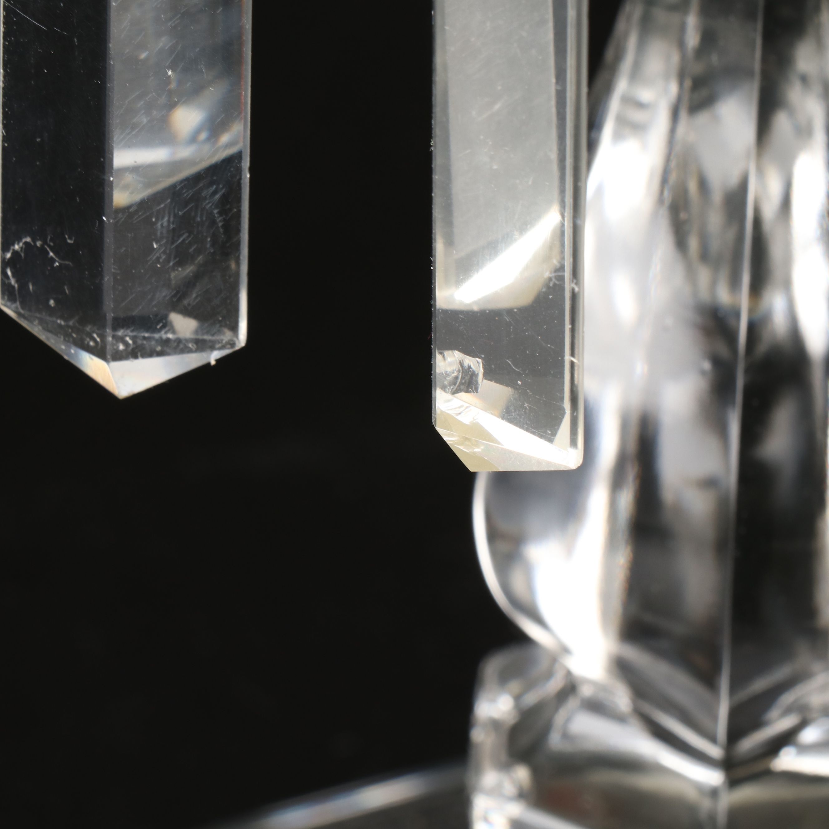 Vintage Three-Arm Crystal Candelabrum with Prisms