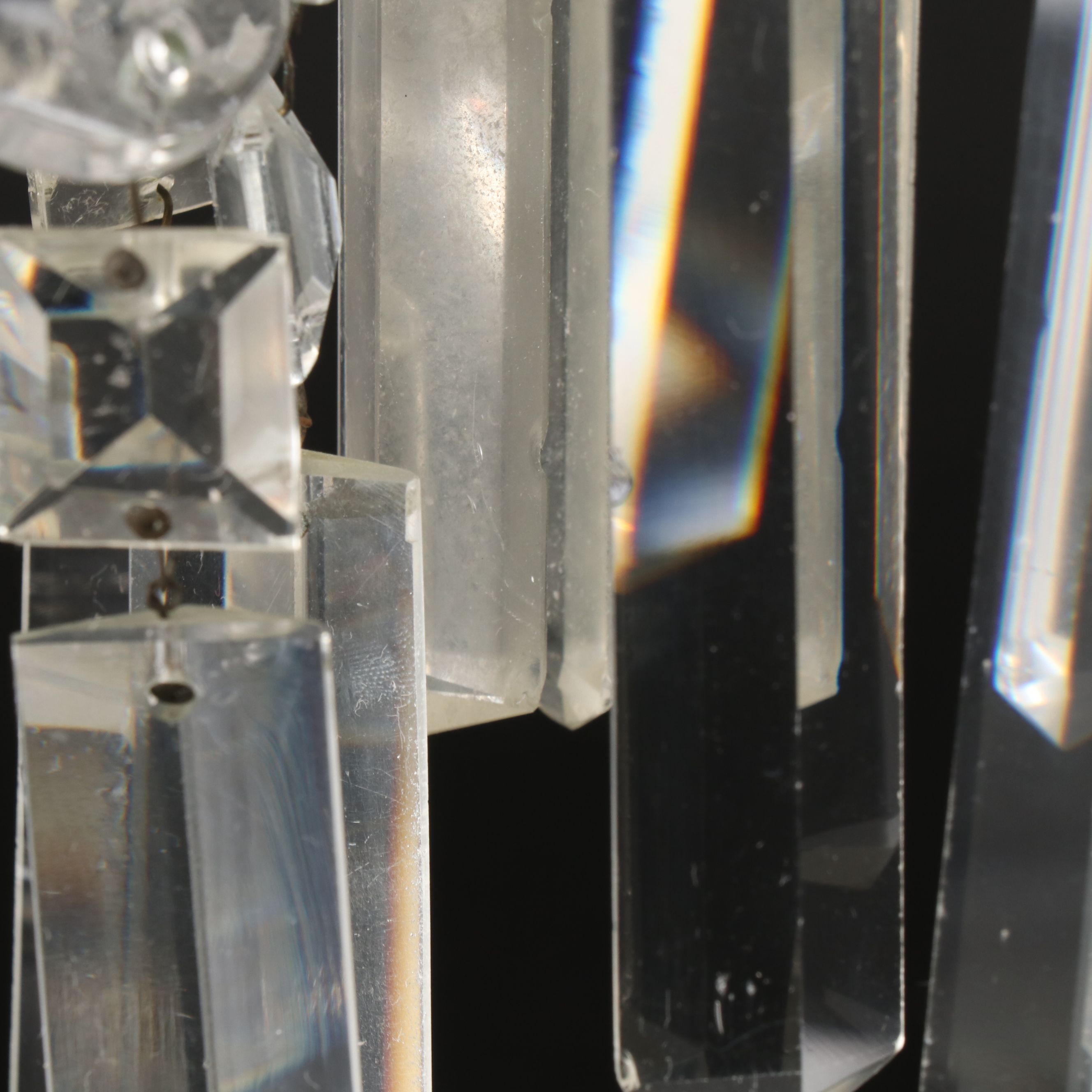 Vintage Three-Arm Crystal Candelabrum with Prisms