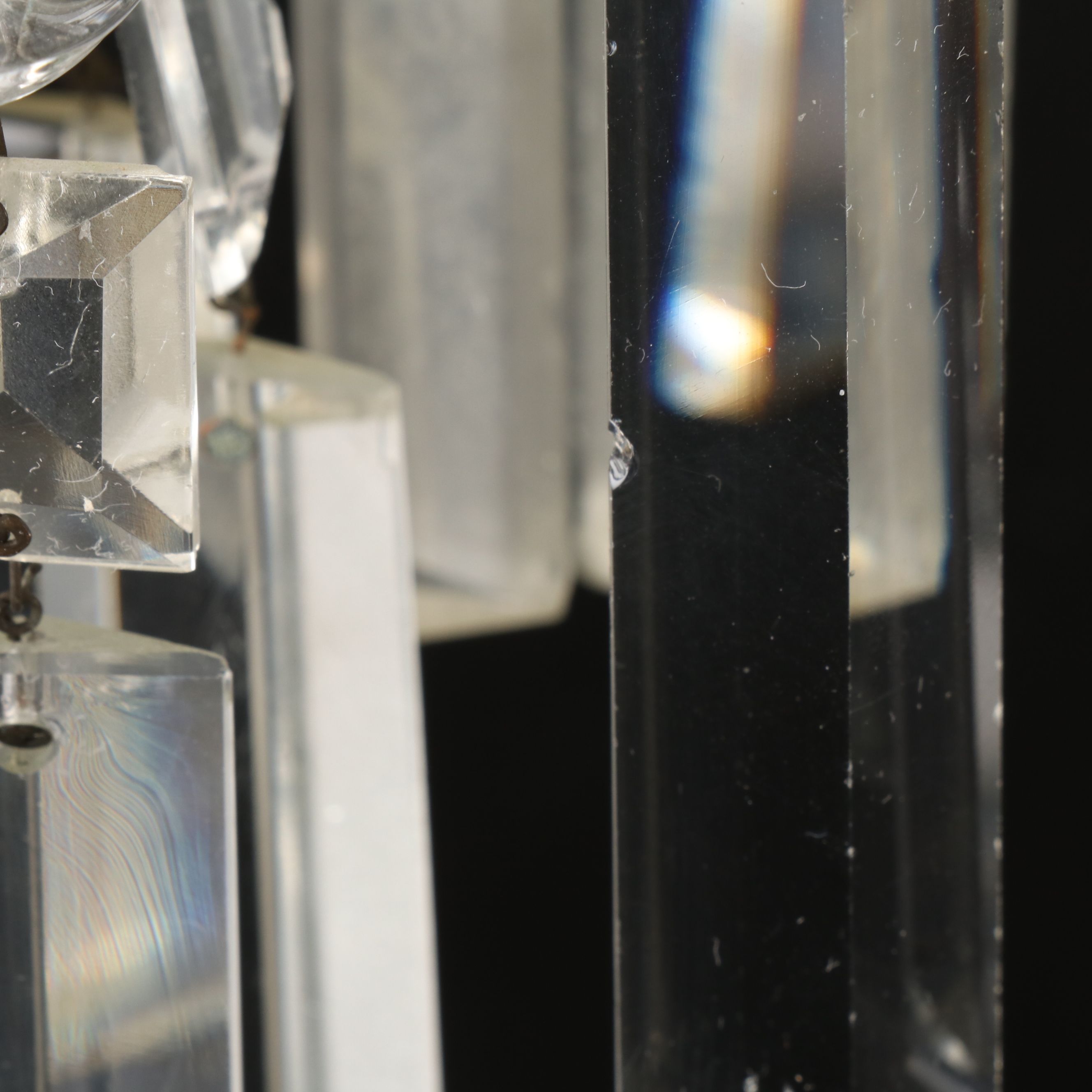 Vintage Three-Arm Crystal Candelabrum with Prisms