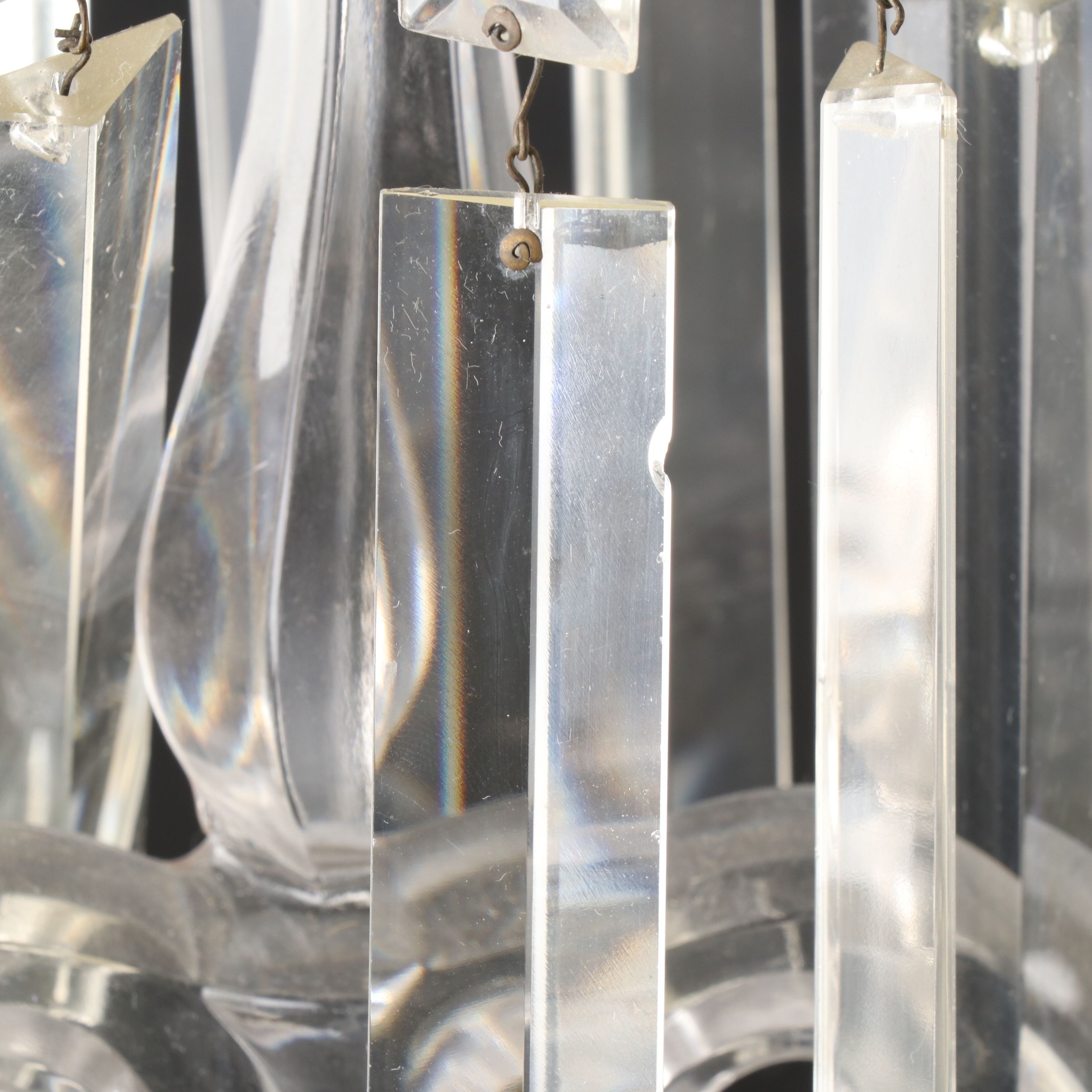 Vintage Three-Arm Crystal Candelabrum with Prisms