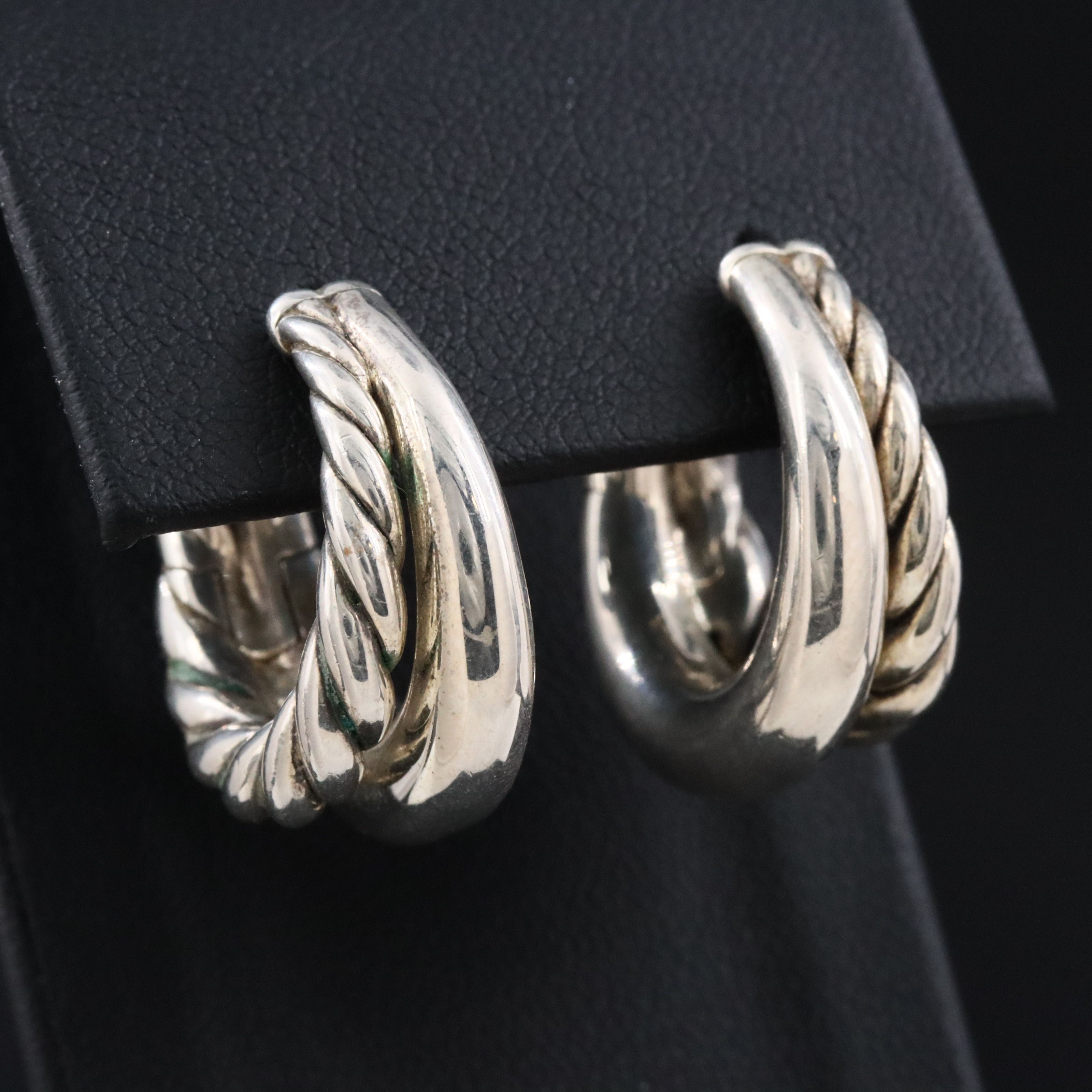 David Yurman Mercer Sterling Double Row Cable Hoop Earrings