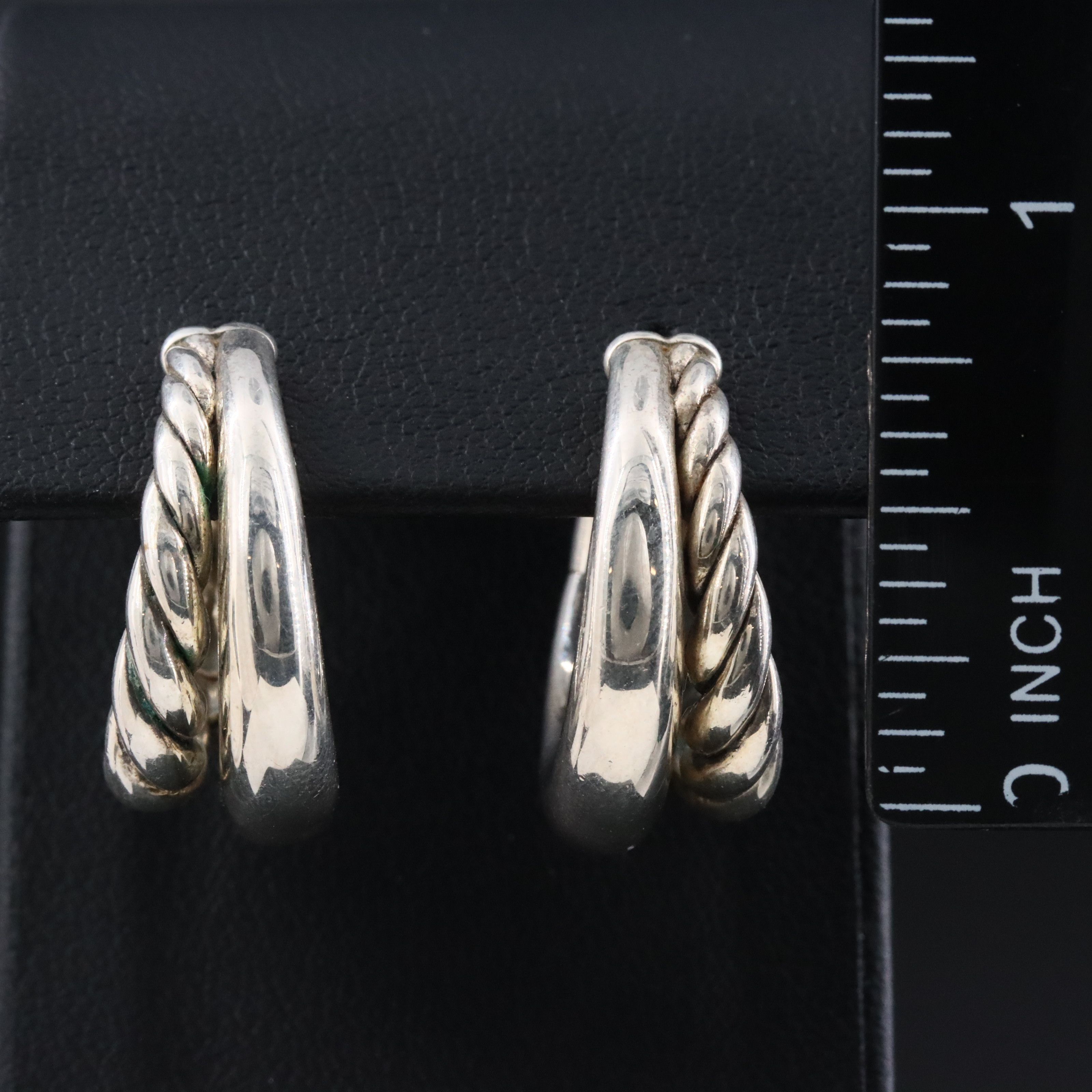 David Yurman Mercer Sterling Double Row Cable Hoop Earrings