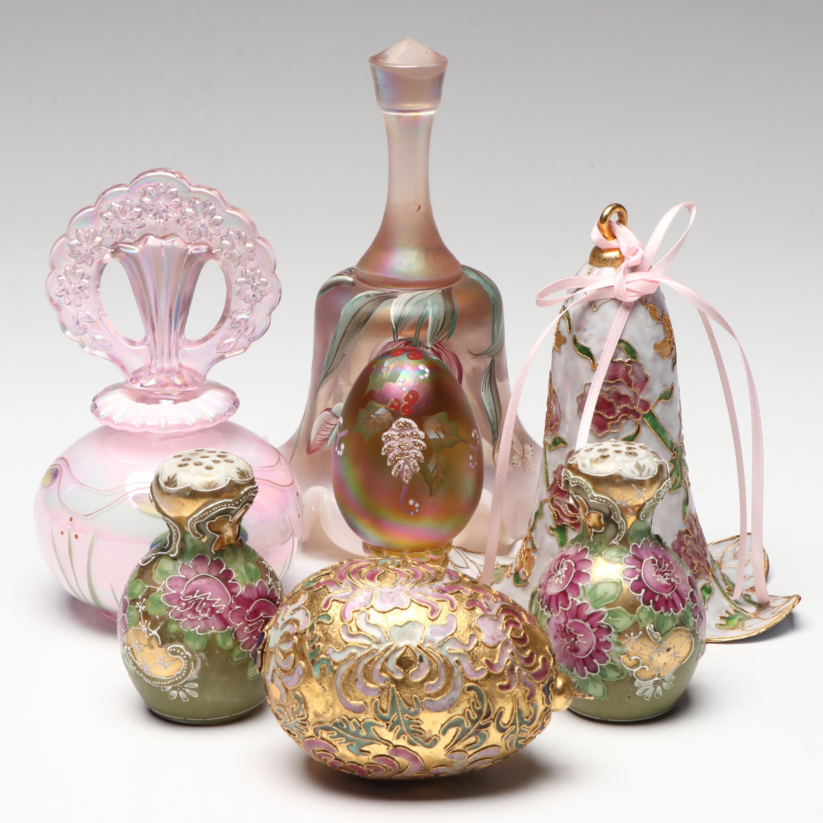 Fenton Glass Perfume Bottle, Cloisonné Bell, and More Table Accessories