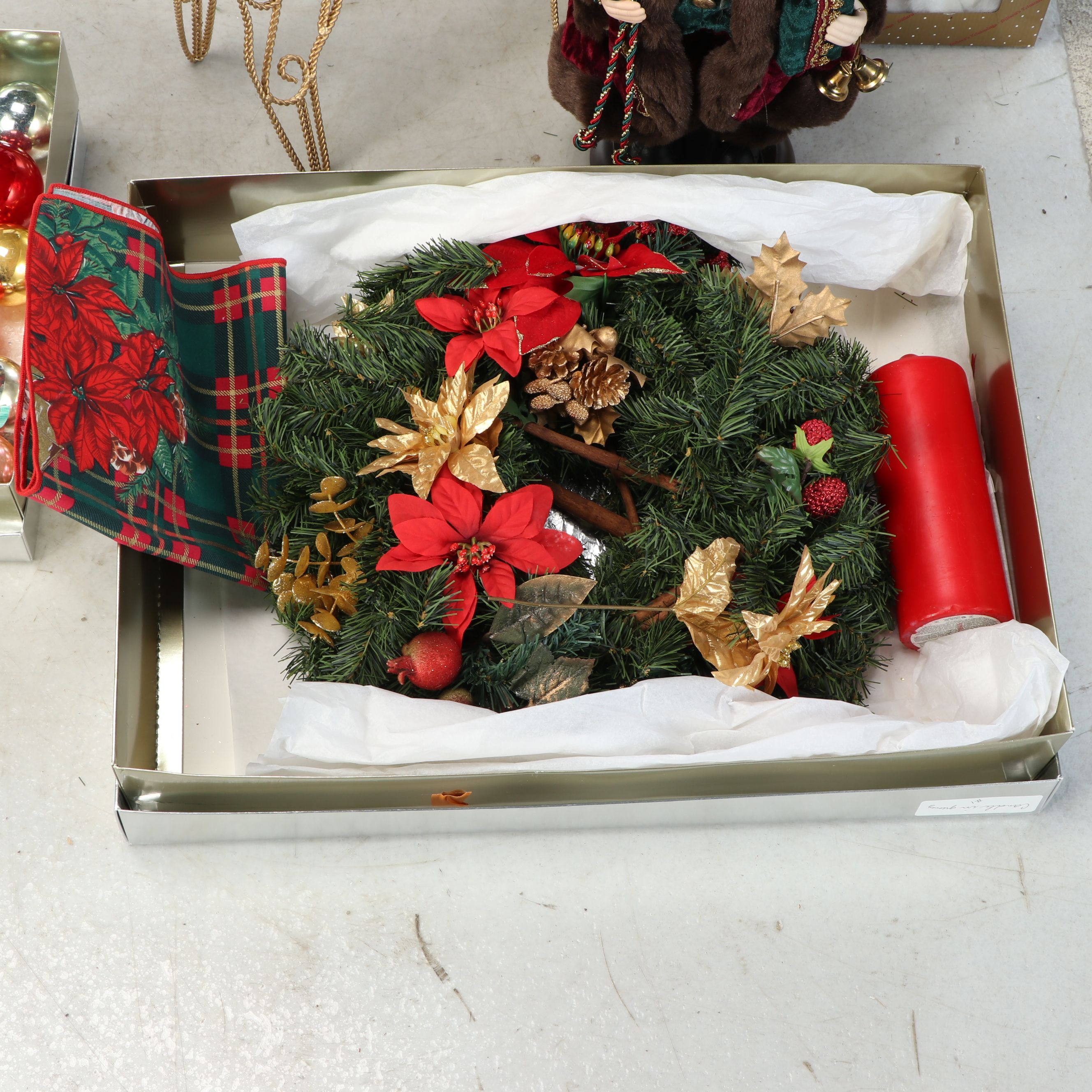 Standing Artificial Pine Trees, Colorful Glass Ornaments and More Holiday Décor