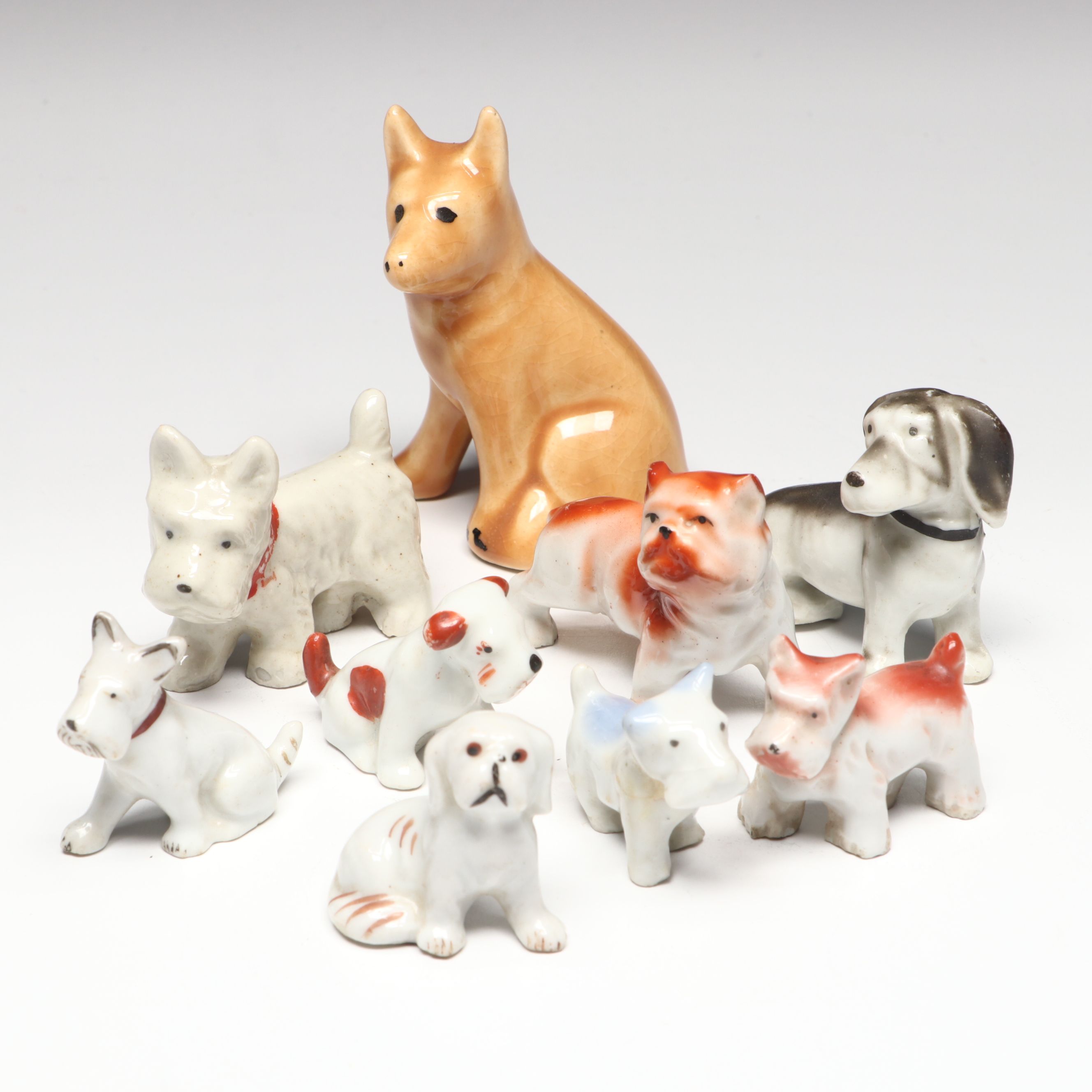 Japanese Ceramic Dog Figurines, Mid-20th Century