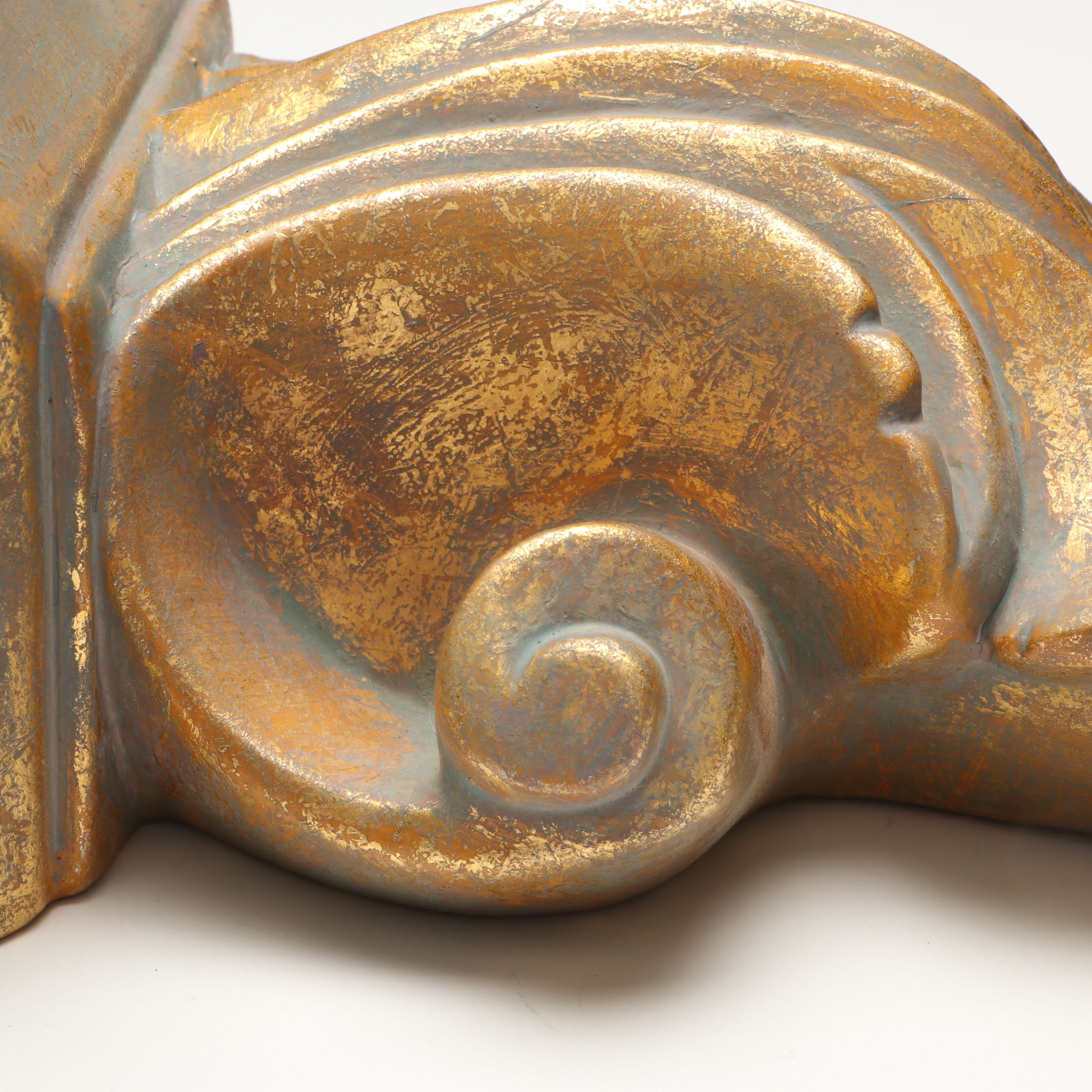 Baroque Style Metallic Finish Bookends and Ceramic Acanthus Leaf Wall Shelves