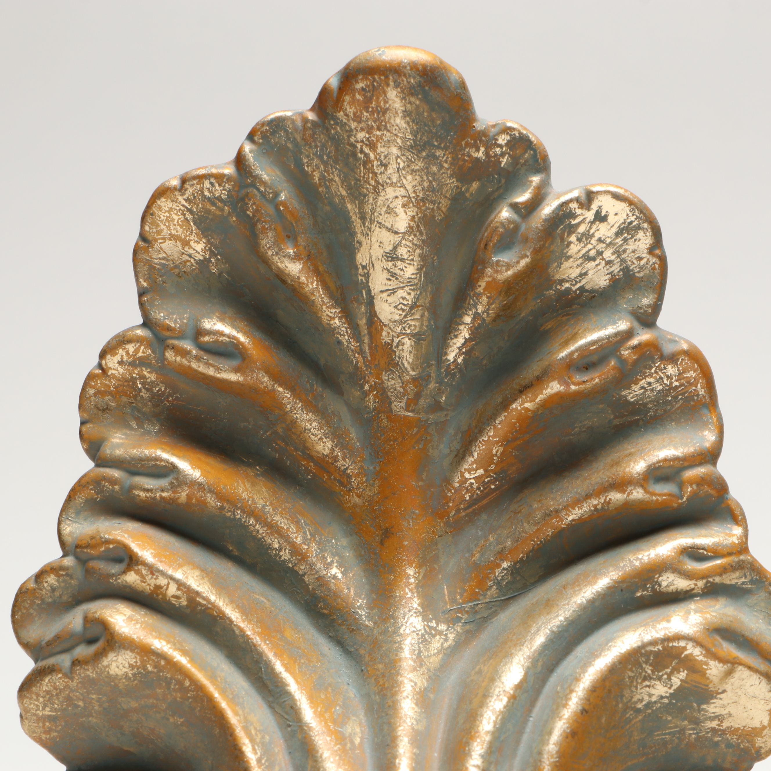 Baroque Style Metallic Finish Bookends and Ceramic Acanthus Leaf Wall Shelves