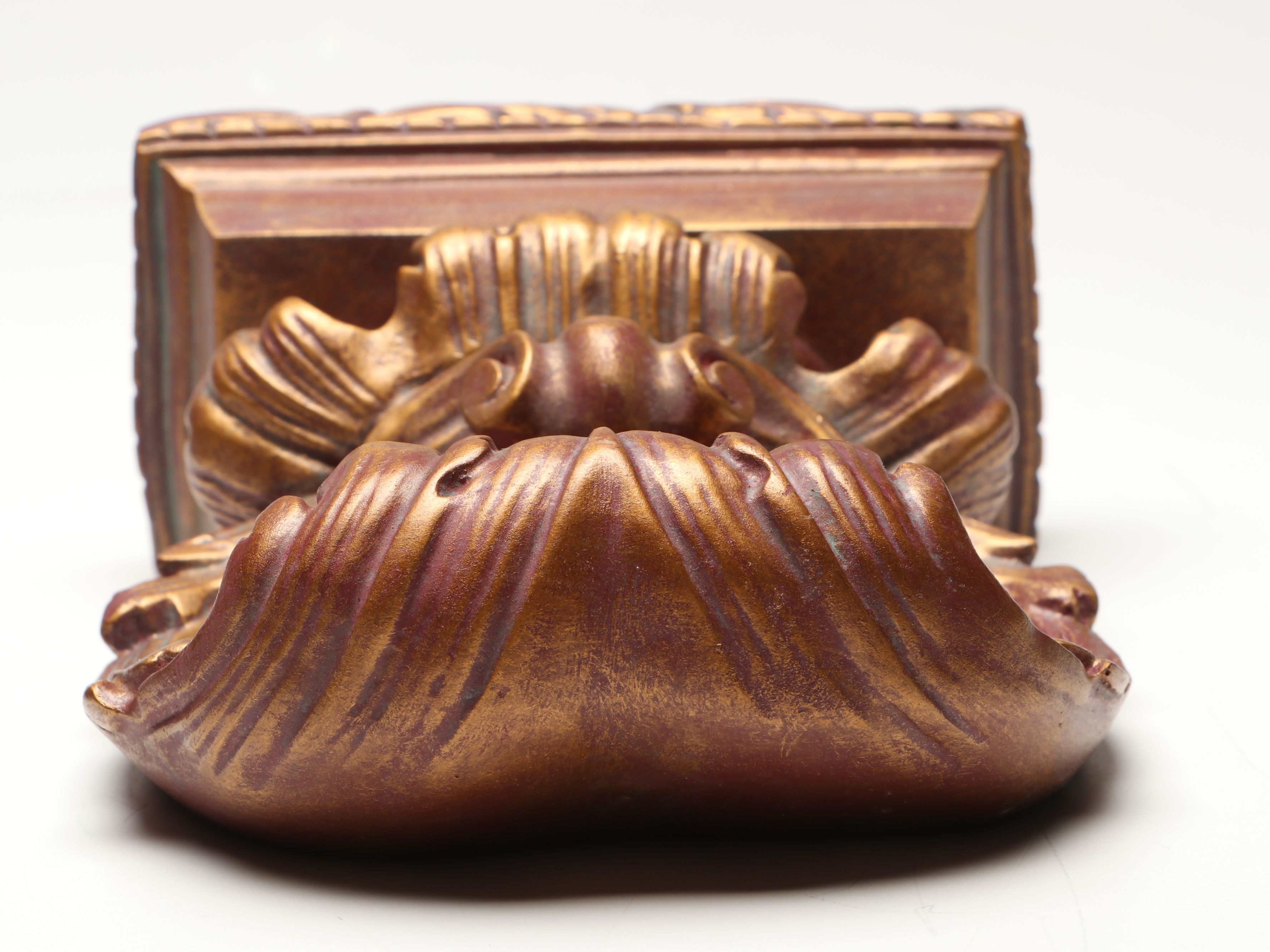 Baroque Style Metallic Finish Bookends and Ceramic Acanthus Leaf Wall Shelves