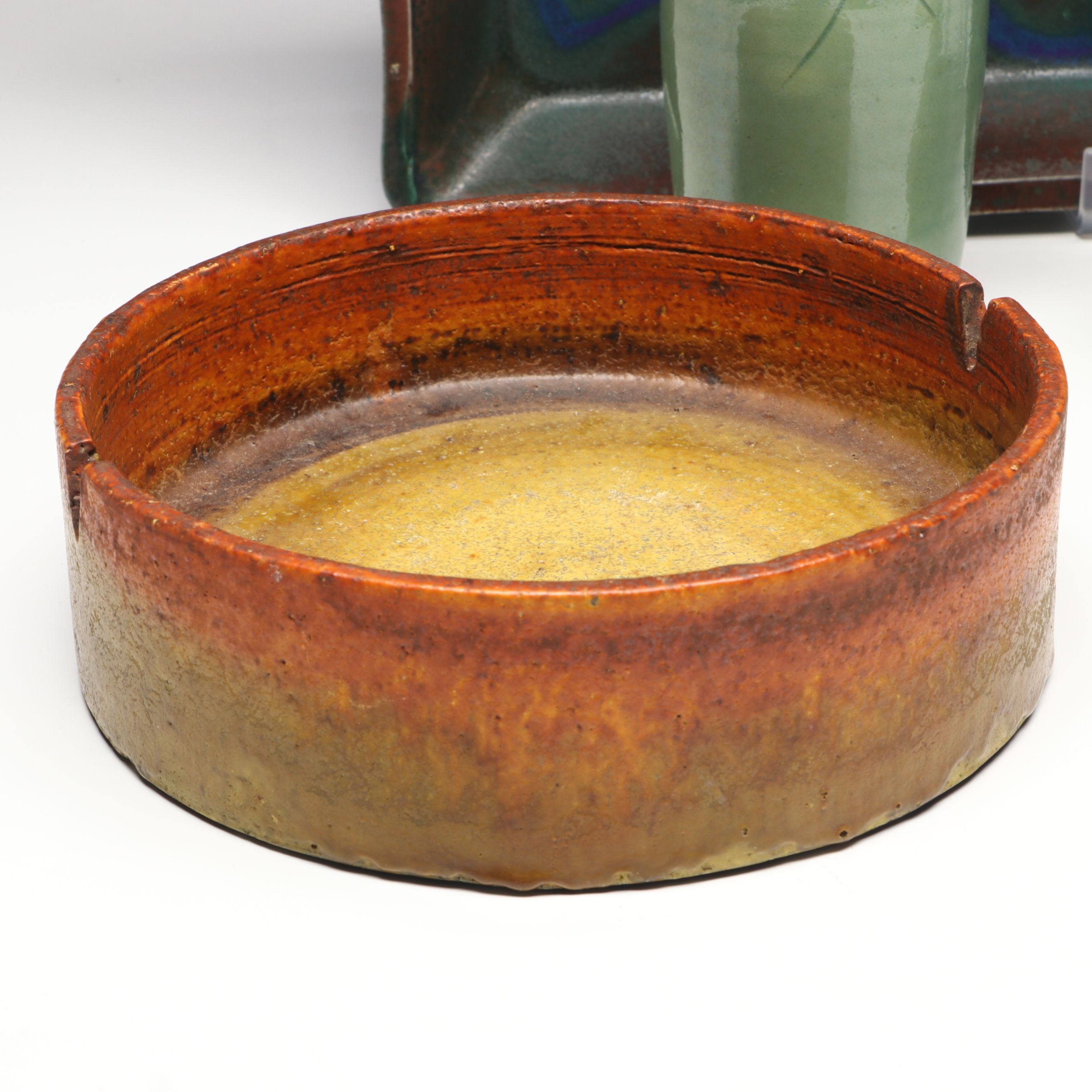 Signed Ceramic Art Pottery Flower Frog Vase, Baker and More Tableware