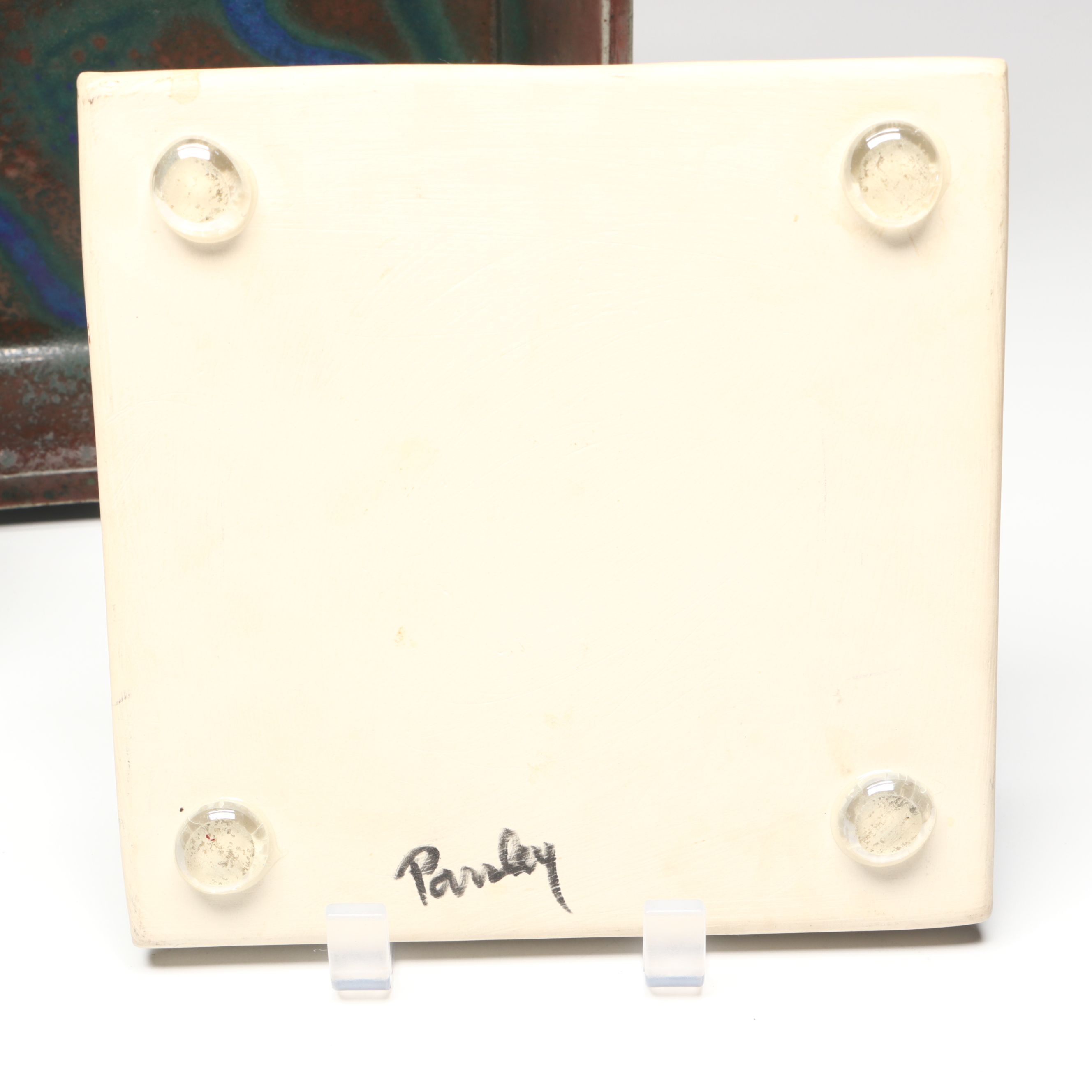 Signed Ceramic Art Pottery Flower Frog Vase, Baker and More Tableware