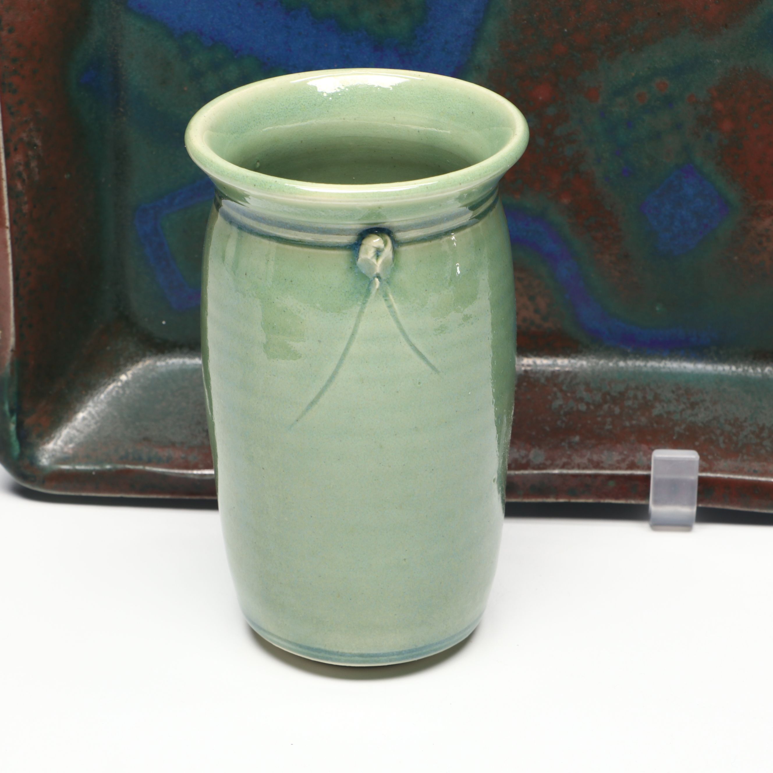 Signed Ceramic Art Pottery Flower Frog Vase, Baker and More Tableware