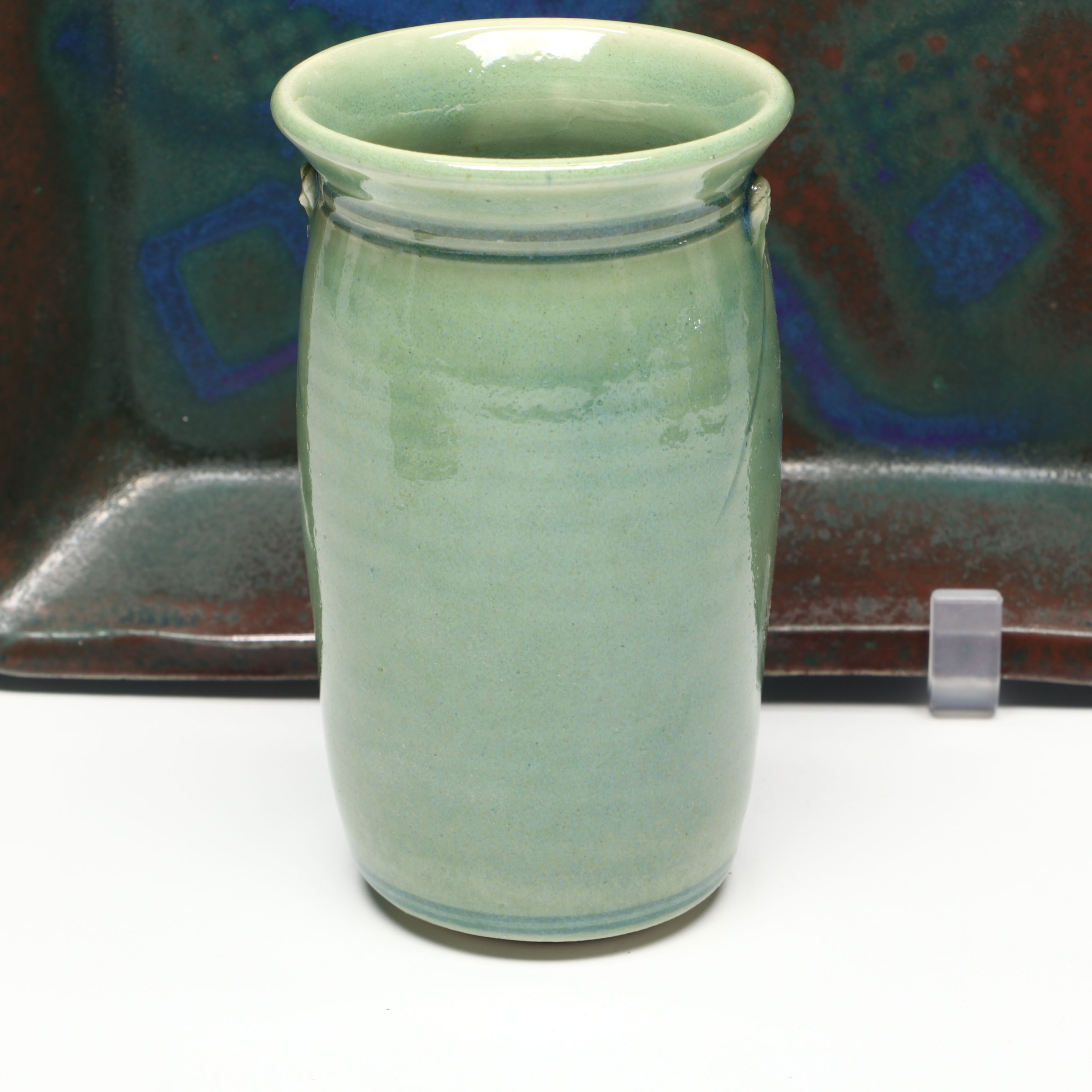 Signed Ceramic Art Pottery Flower Frog Vase, Baker and More Tableware