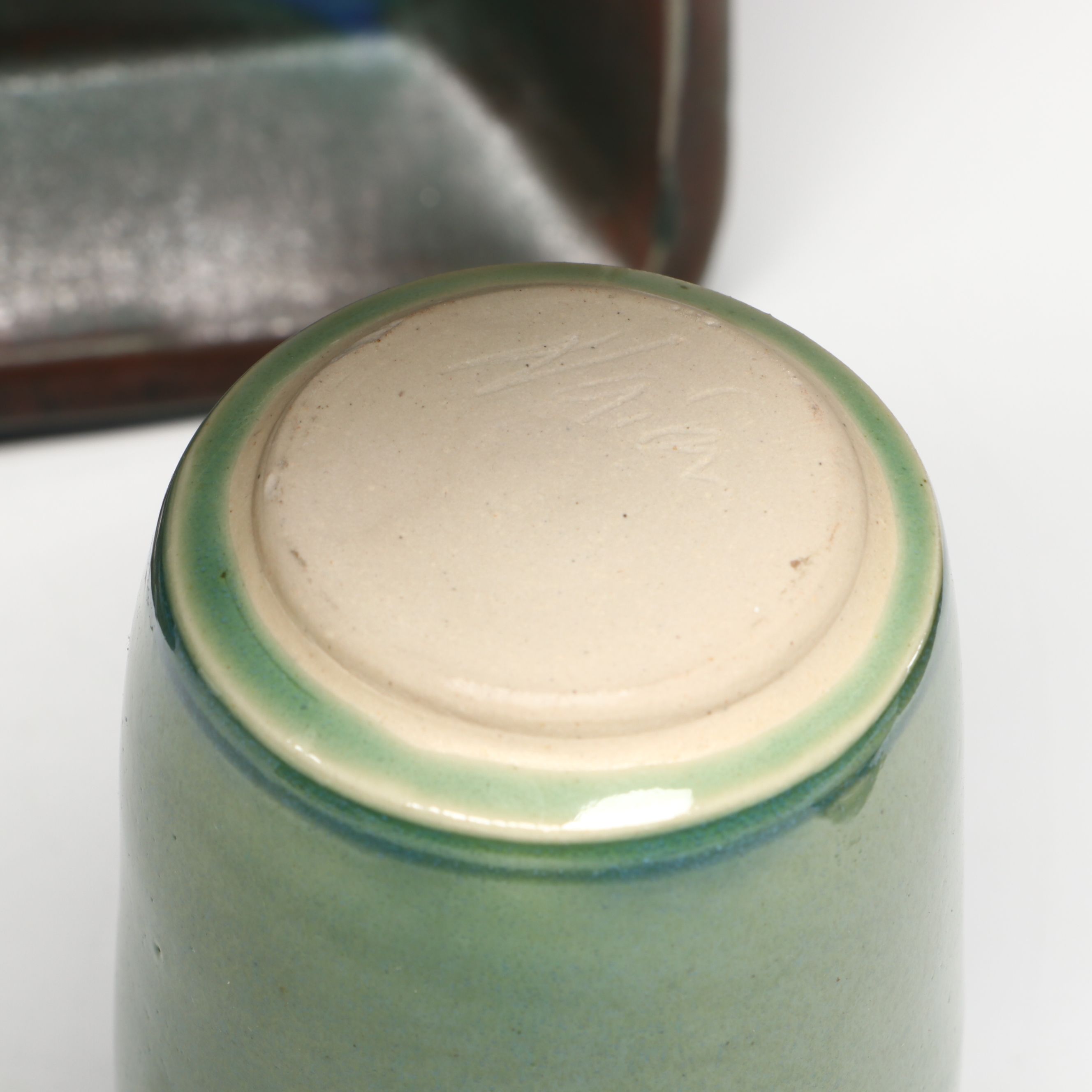 Signed Ceramic Art Pottery Flower Frog Vase, Baker and More Tableware