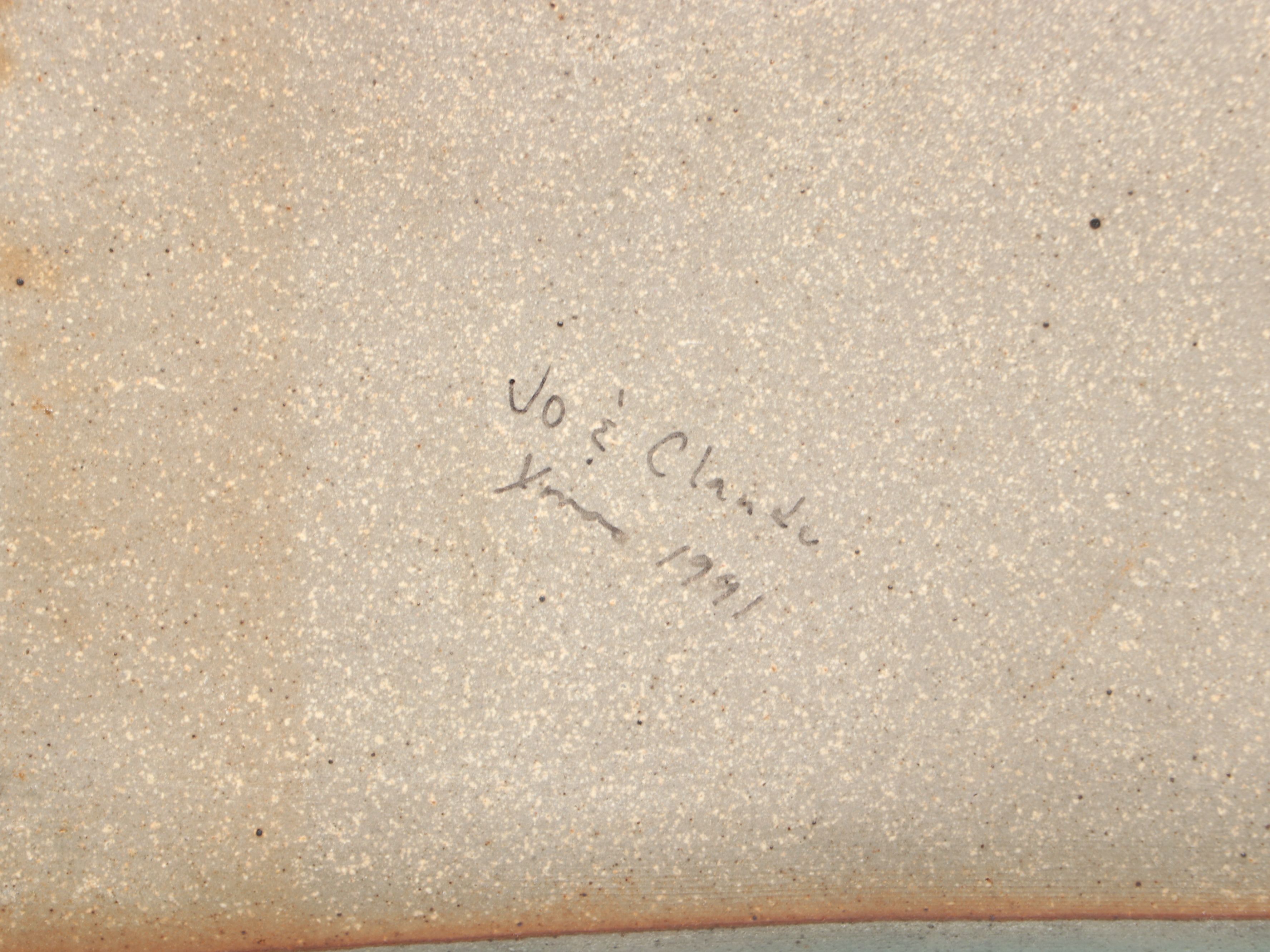 Signed Ceramic Art Pottery Flower Frog Vase, Baker and More Tableware