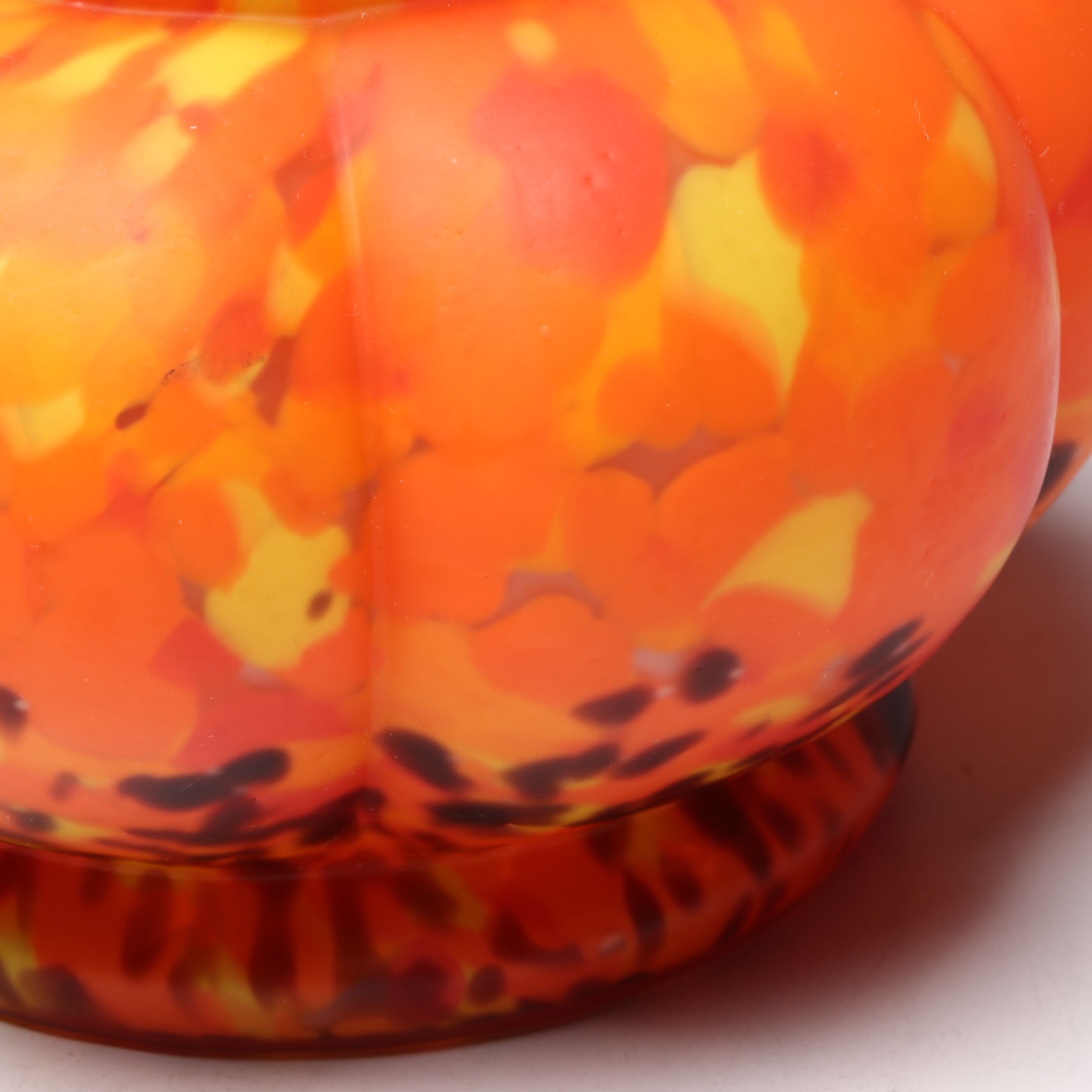 Czech Spatter Glass Flower Frog with Italian Murano "Millefiori" Cruet and Bell