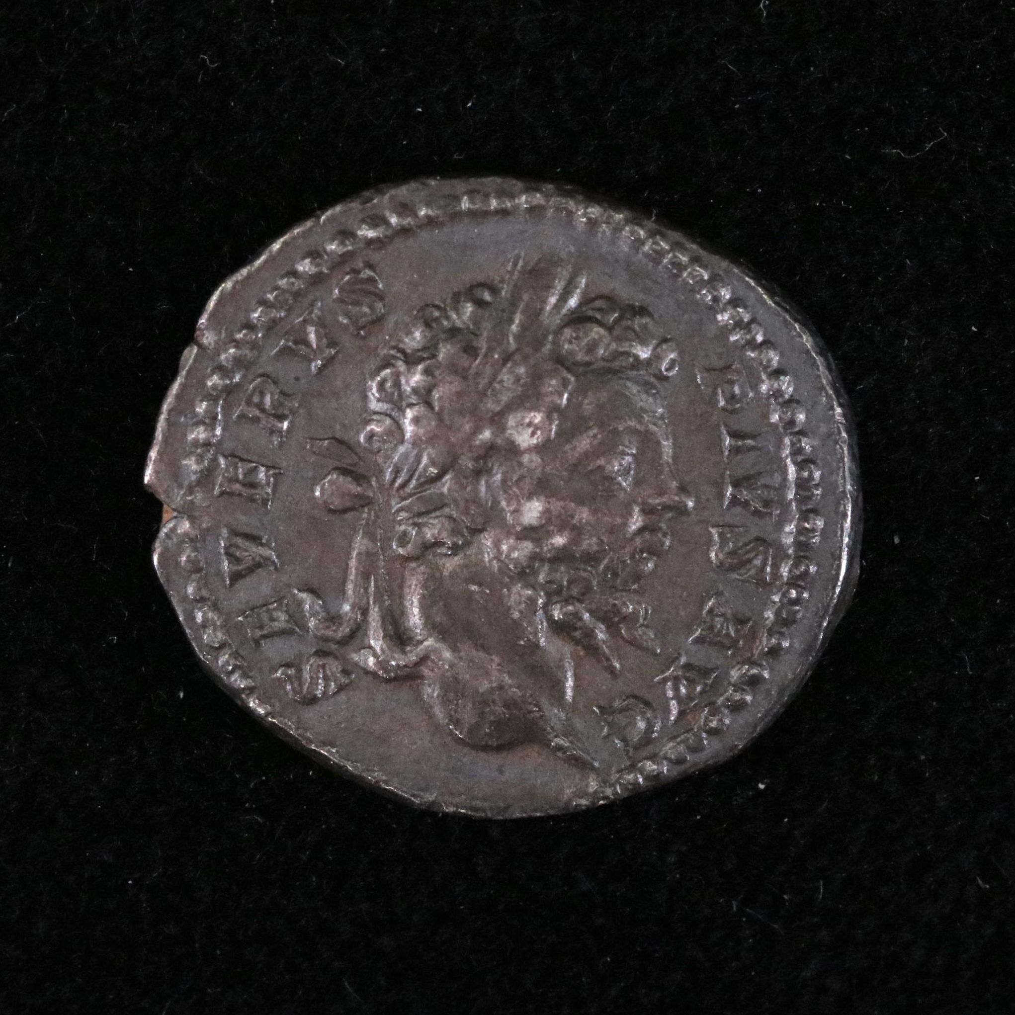 Ancient Roman Imperilal AR Denarius Coin of Septimius Severus, ca. 200 A.D.
