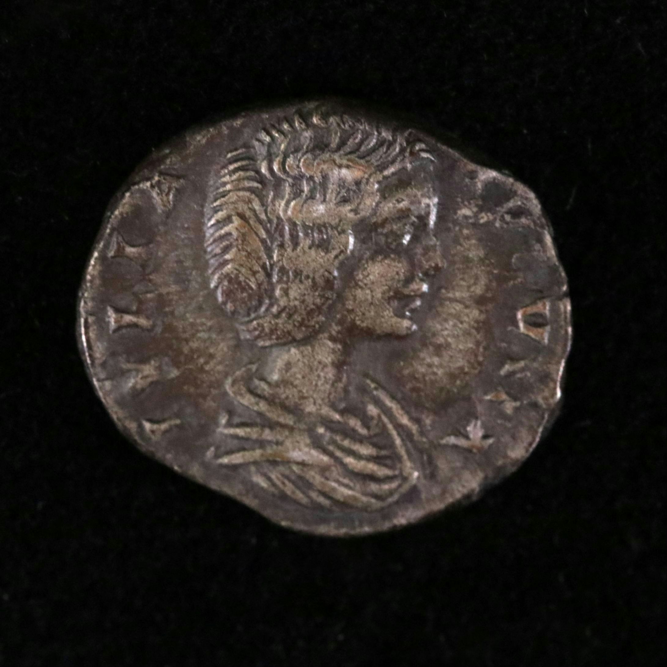 Ancient Roman Imperial AR Denarius Coin of Julia Domna, ca. 198 A.D.