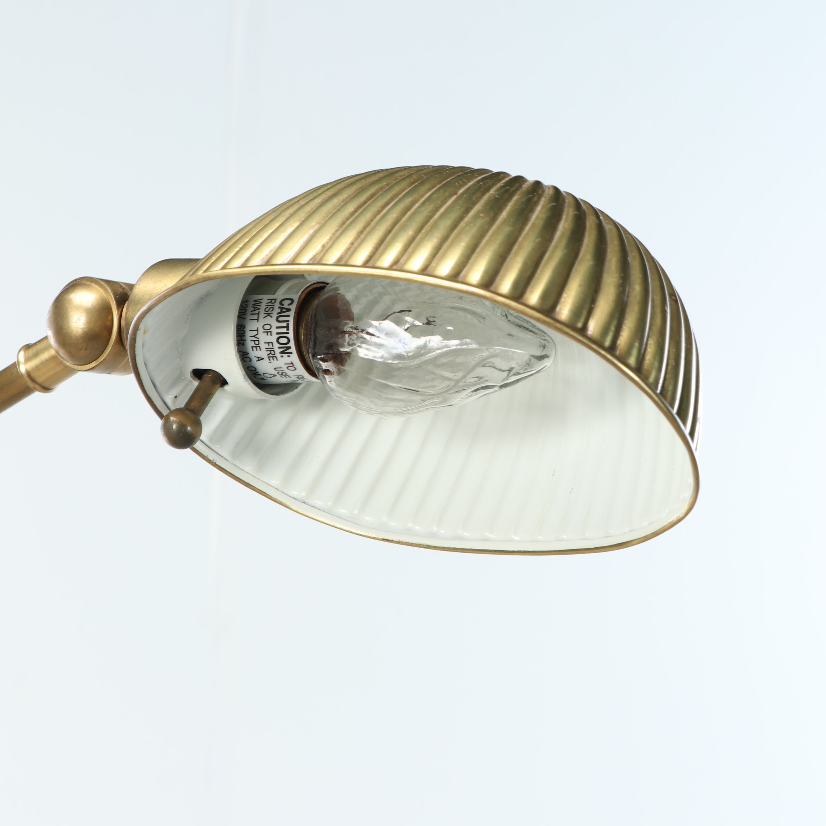 Cantilever Brass Clam Shell Pharmacy Floor Lamp