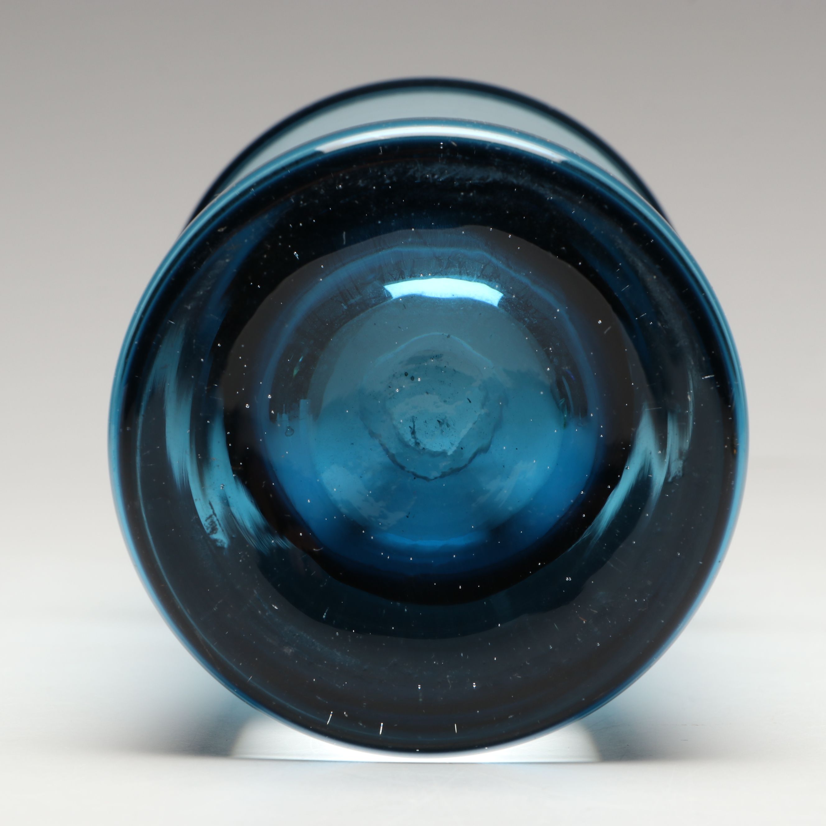 Lenox "Gems," Blue Bamboo Form Crystal Vase and Viking Art Glass Ashtray