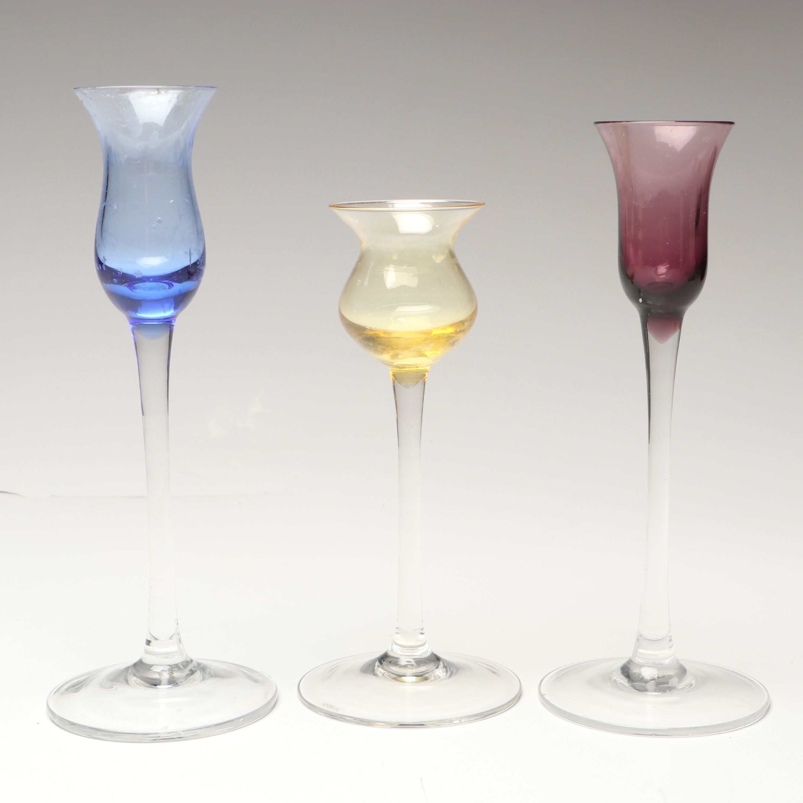 Lenox "Gems," Blue Bamboo Form Crystal Vase and Viking Art Glass Ashtray