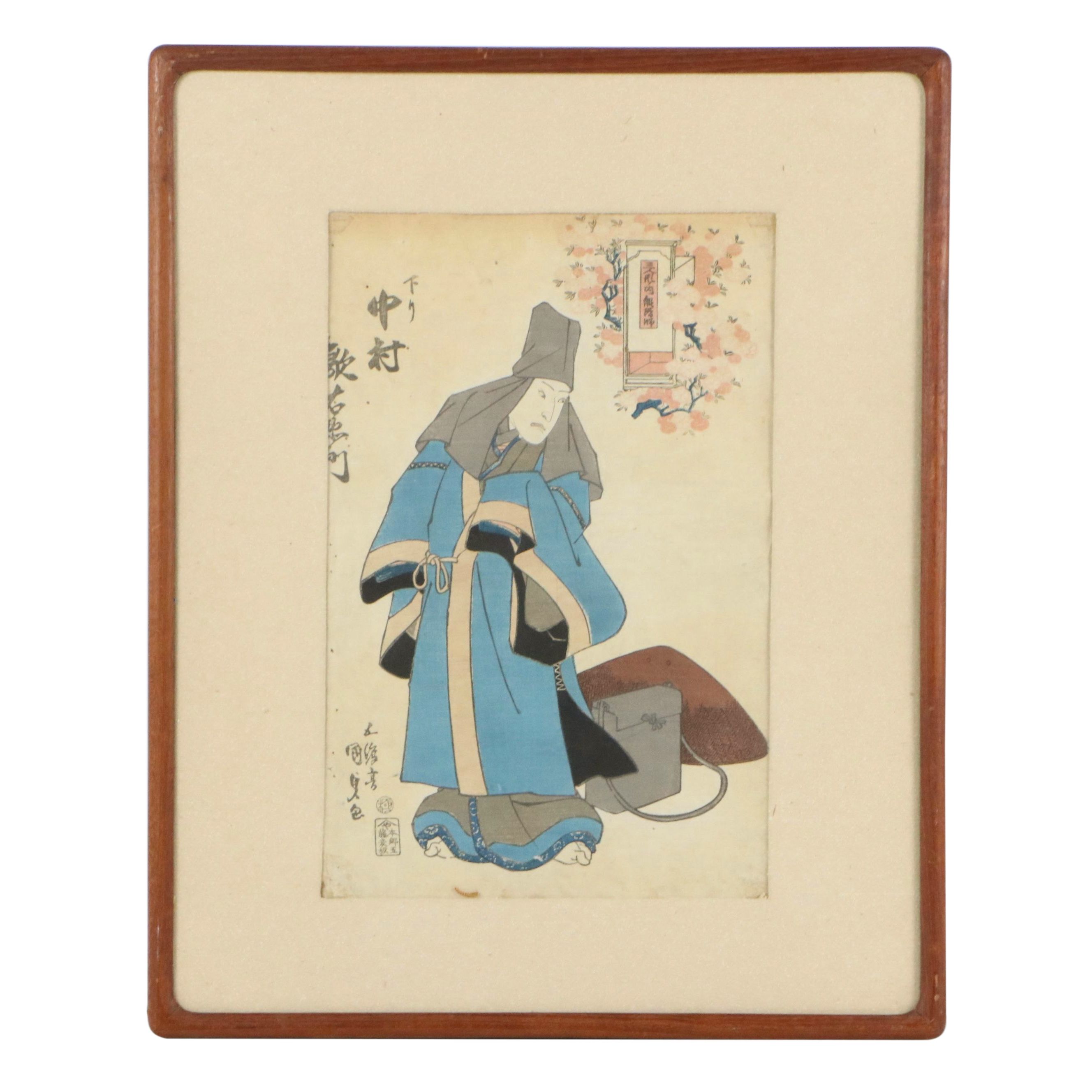 Toyokuni III Ukiyo-e Woodblock Depicting Kabuki Actor, 19th Century