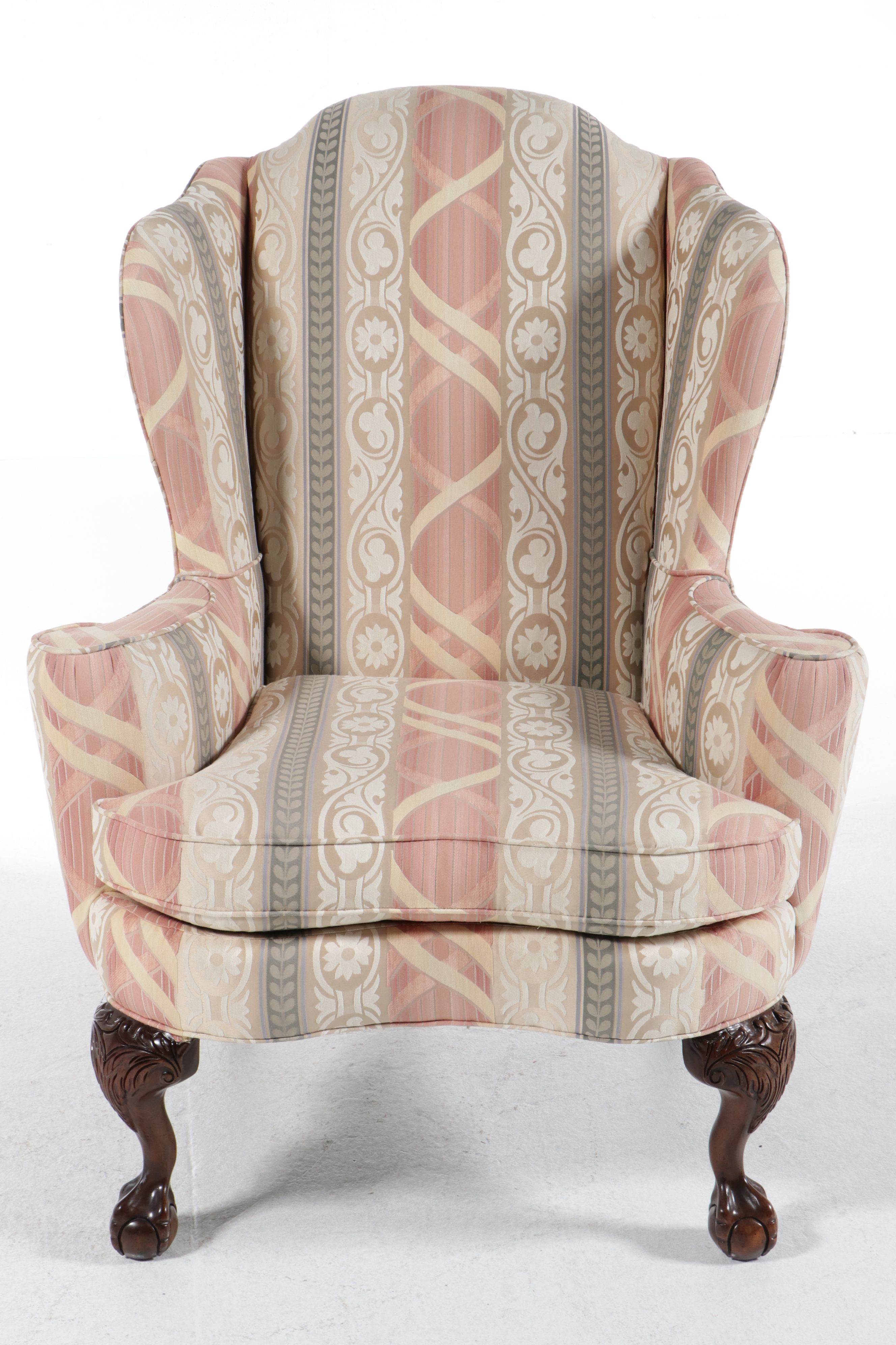 Pair of Sherrill Furniture Chippendale Style Wingback Chairs