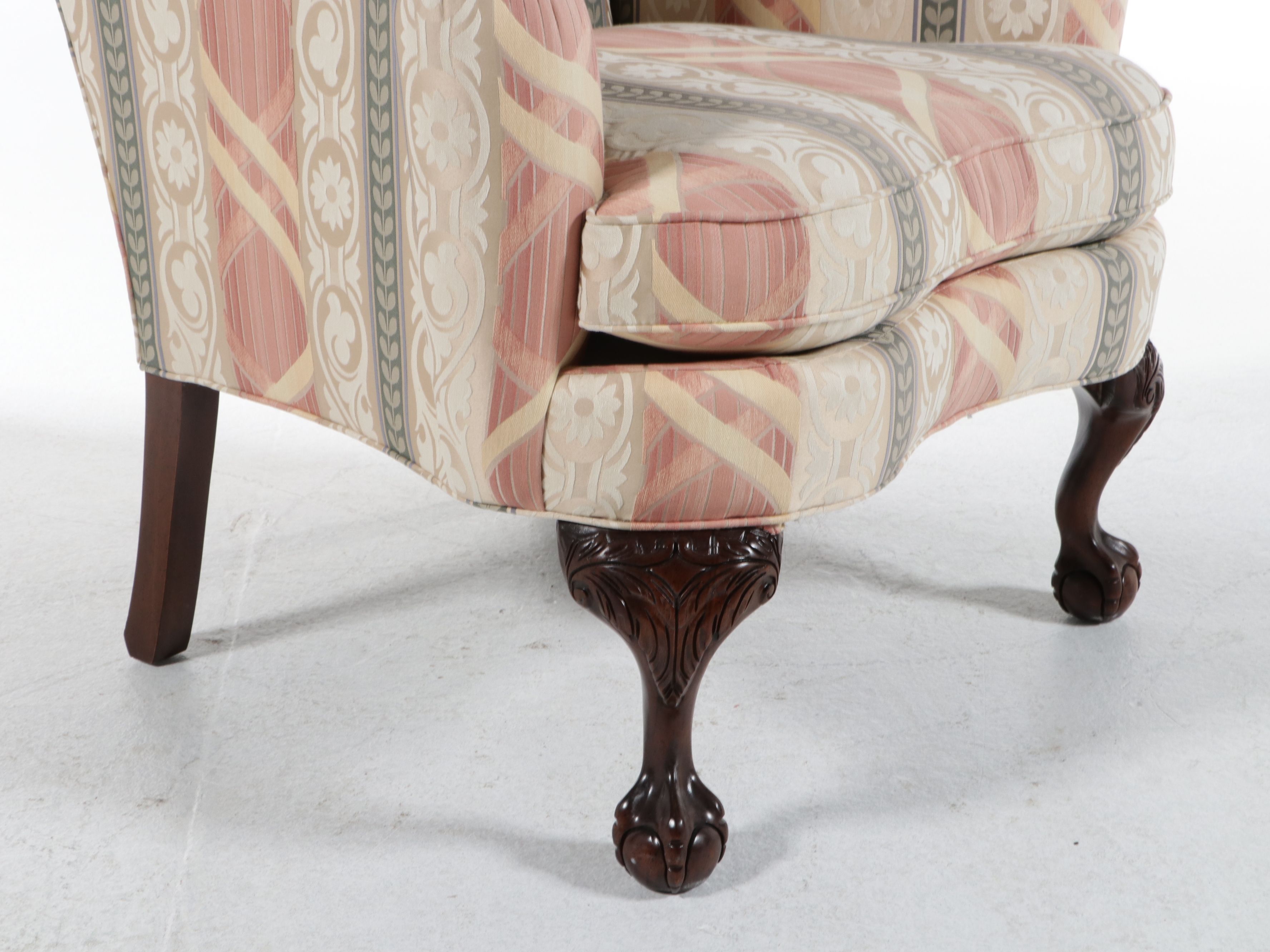 Pair of Sherrill Furniture Chippendale Style Wingback Chairs