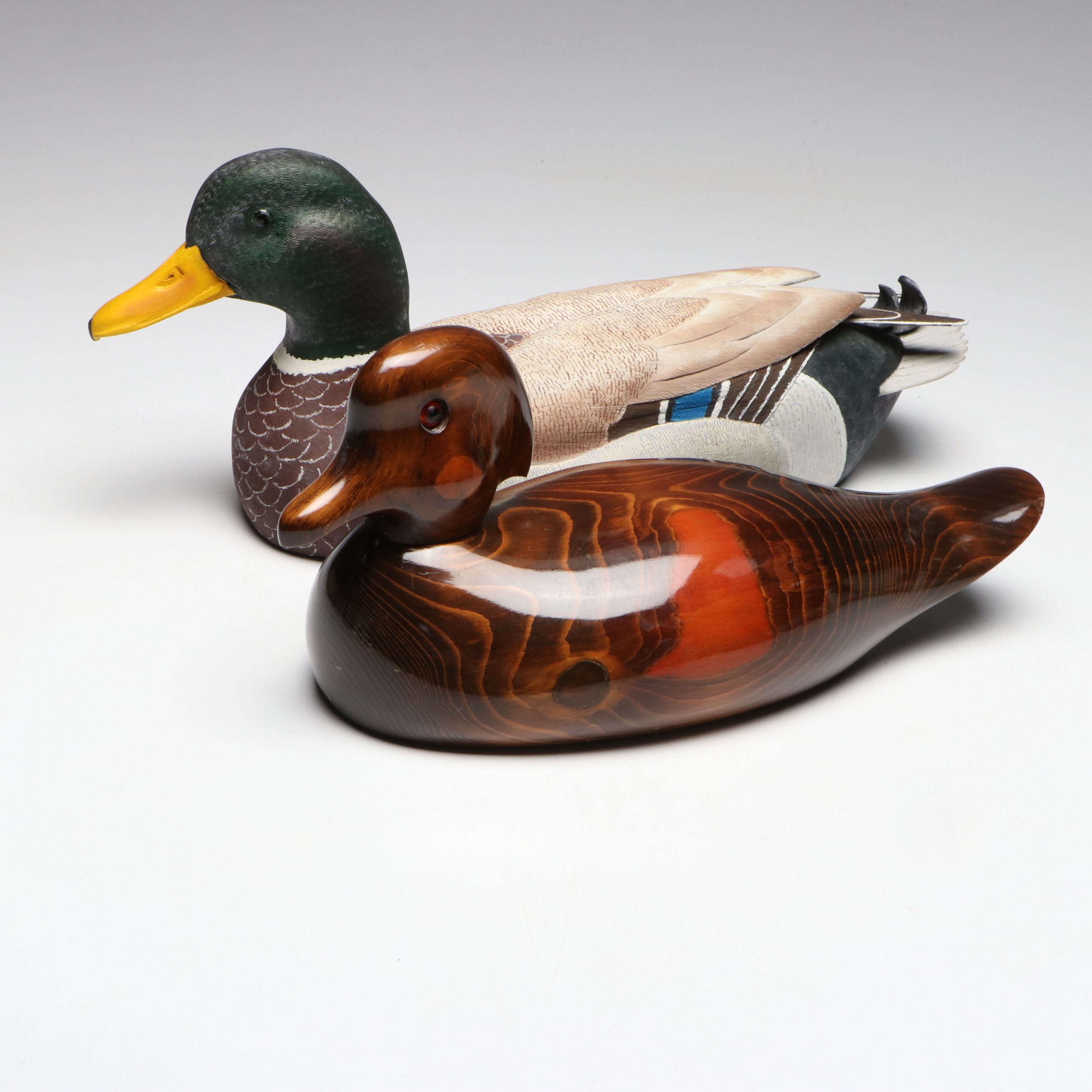 Bob Lorenz "Common Mallard" and John E. Bundy Handcrafted Decoy Ducks