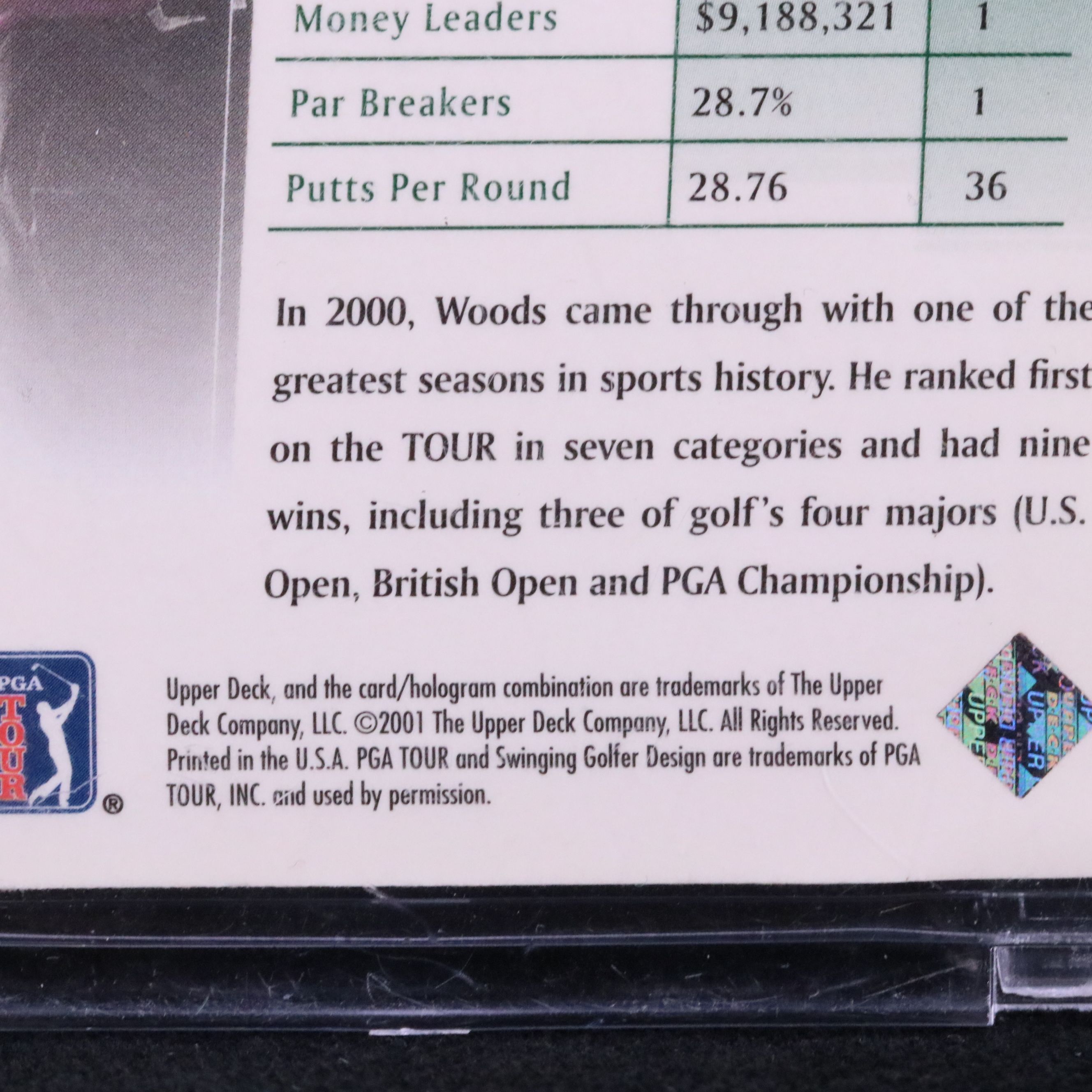 2001 Upper Deck Tiger Woods Rookie Golf Card